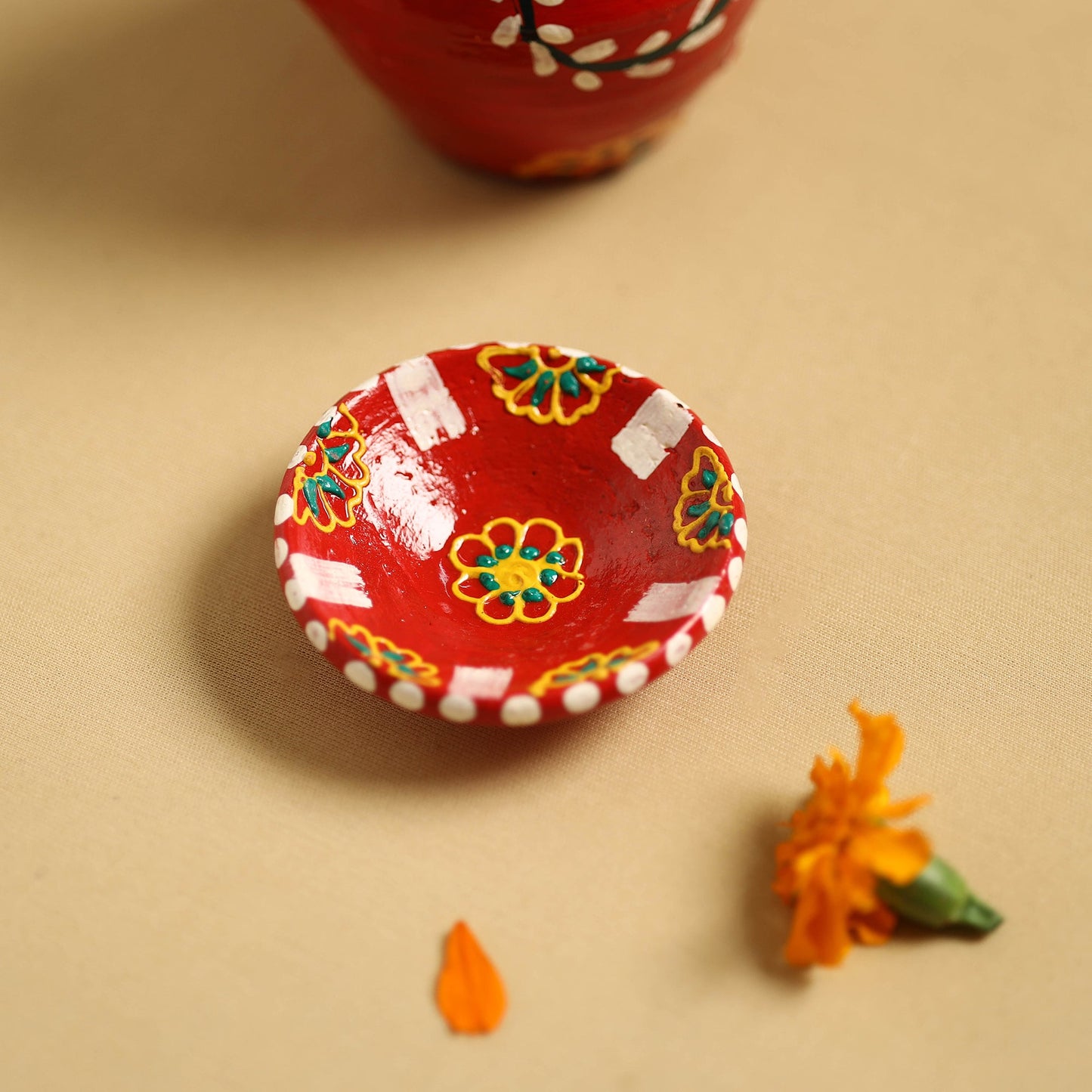 Traditional Handpainted Clay Karwa Chauth Pooja Kalash