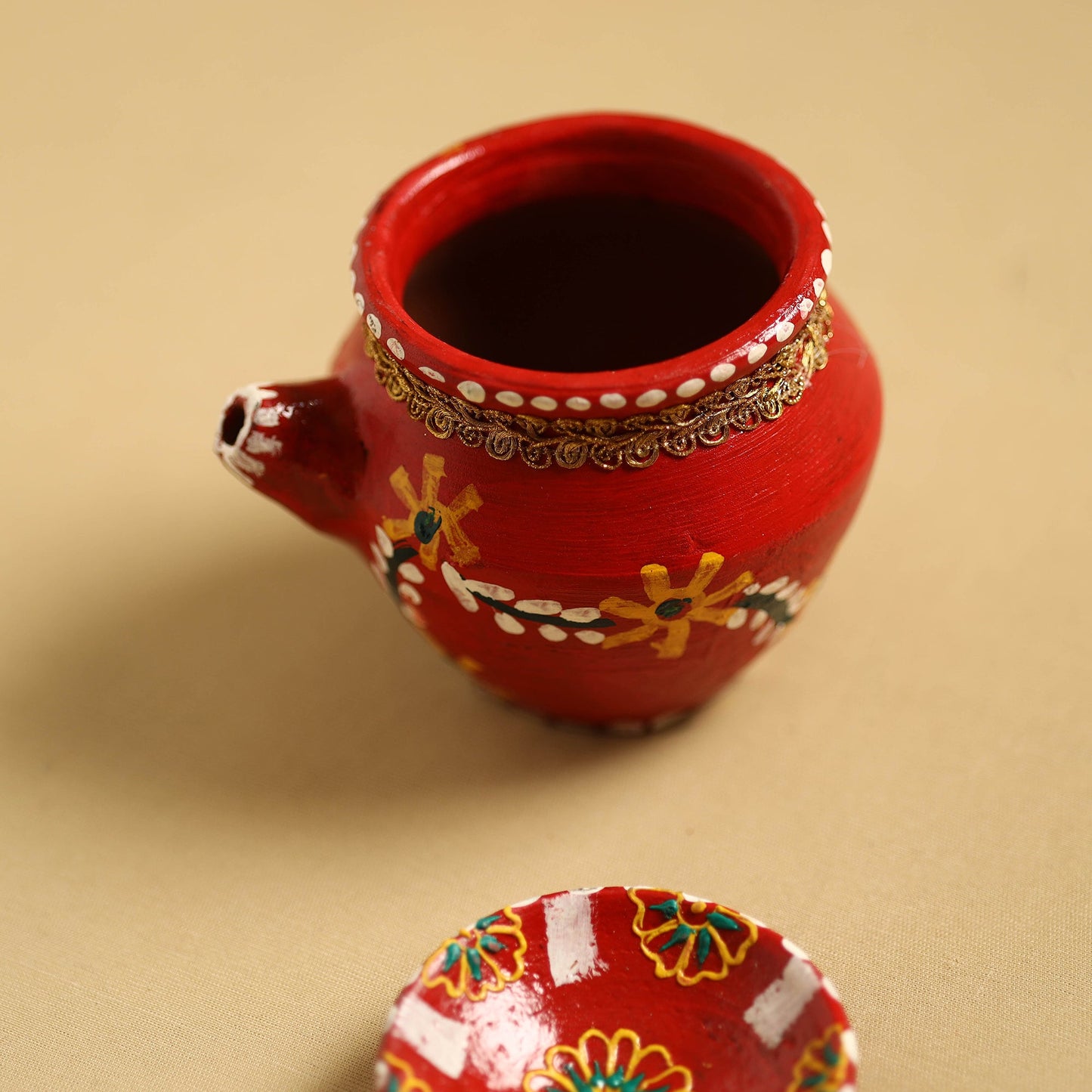Traditional Handpainted Clay Karwa Chauth Pooja Kalash
