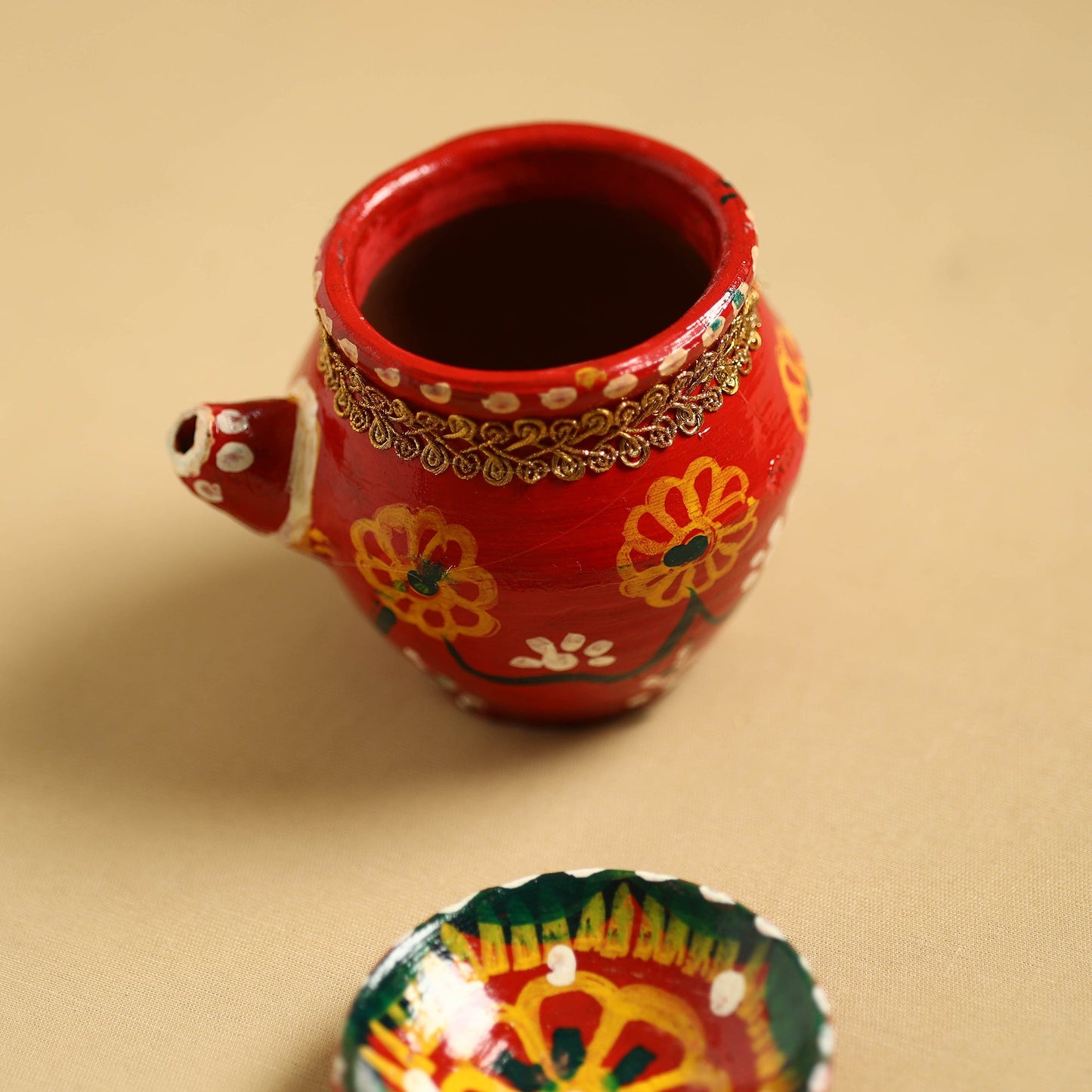 Traditional Handpainted Clay Karwa Chauth Pooja Kalash