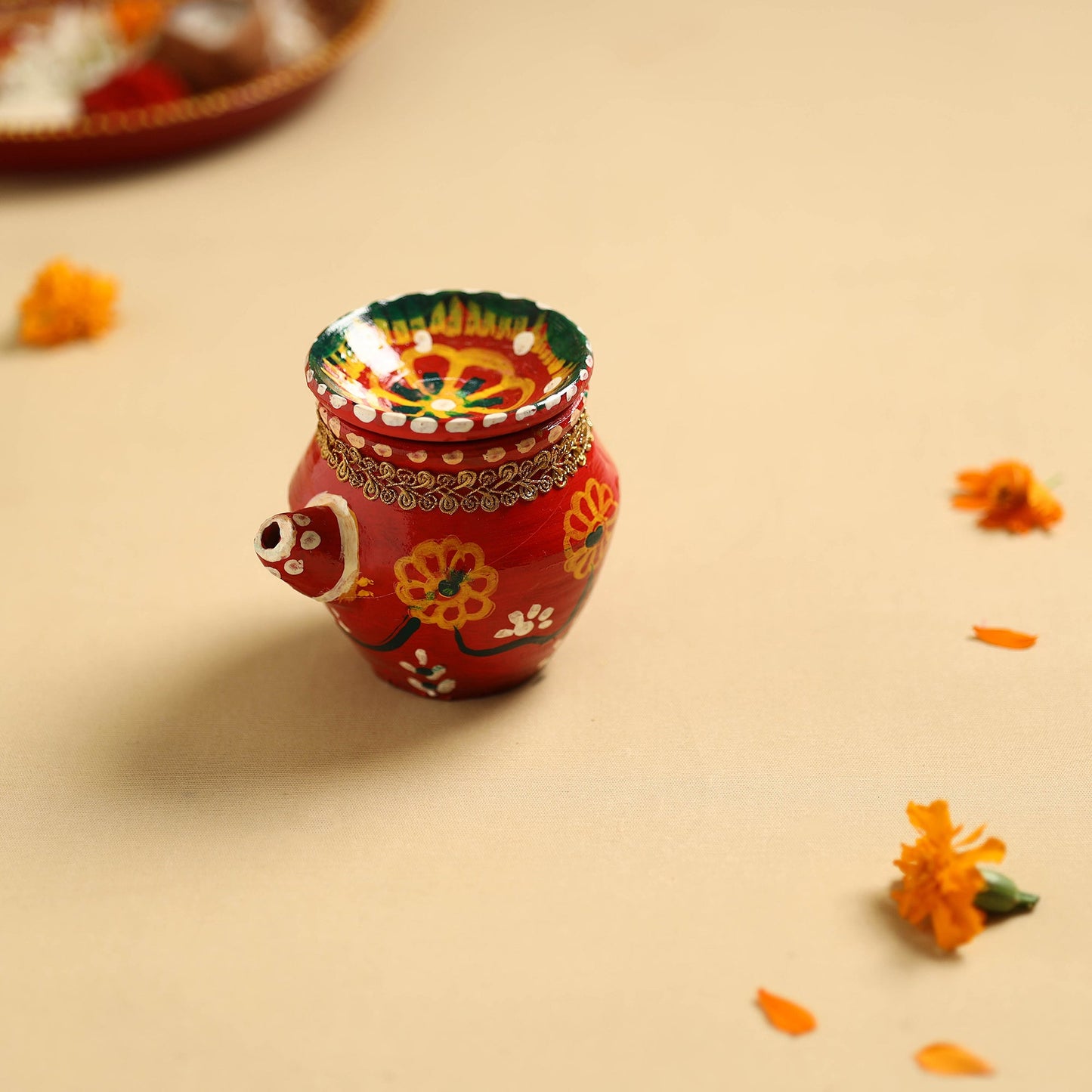 Traditional Handpainted Clay Karwa Chauth Pooja Kalash