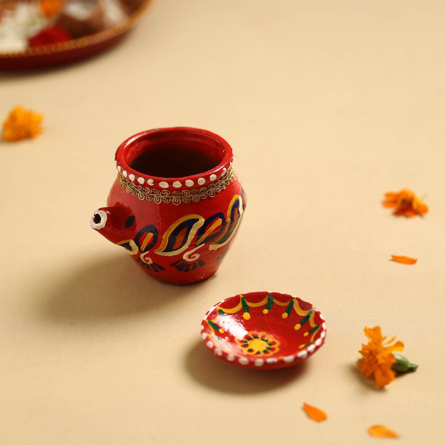 Traditional Handpainted Clay Karwa Chauth Pooja Kalash