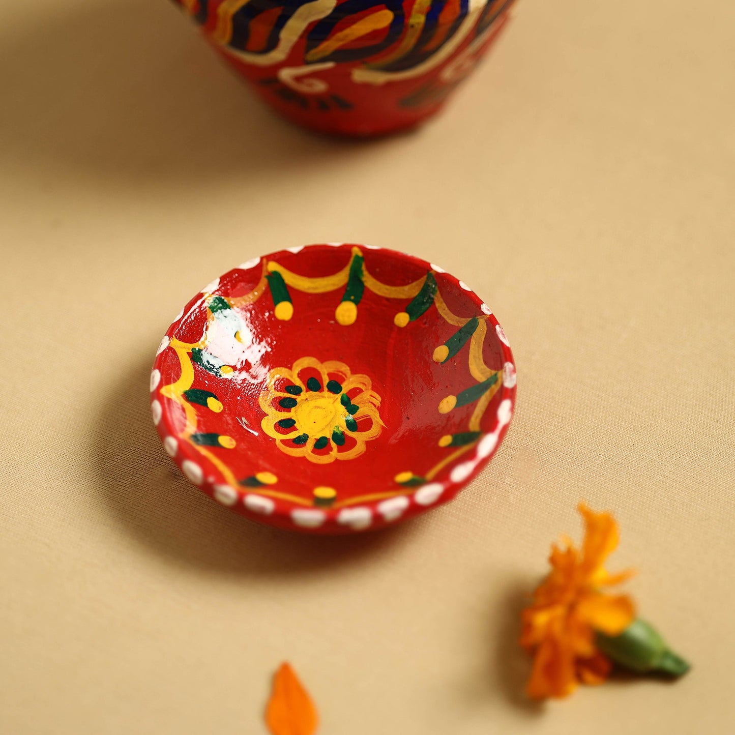 Traditional Handpainted Clay Karwa Chauth Pooja Kalash