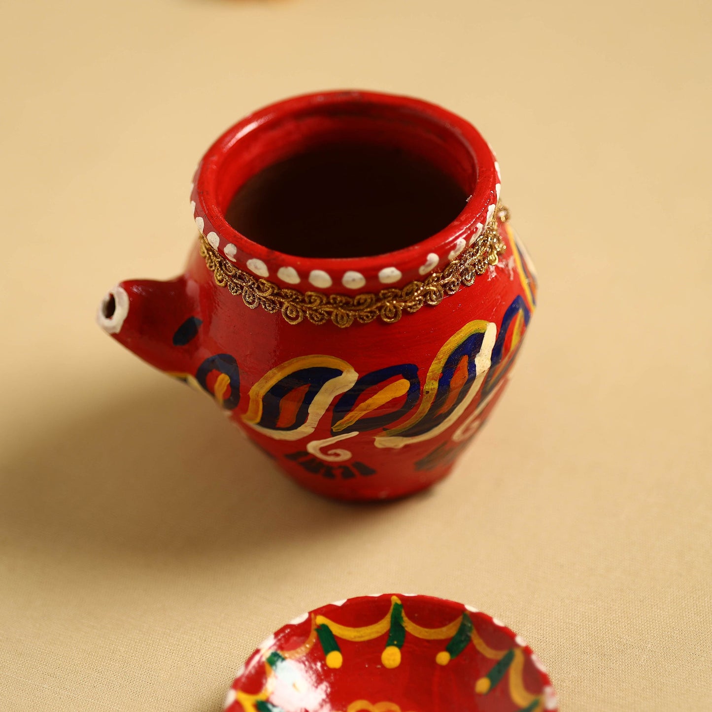 Traditional Handpainted Clay Karwa Chauth Pooja Kalash