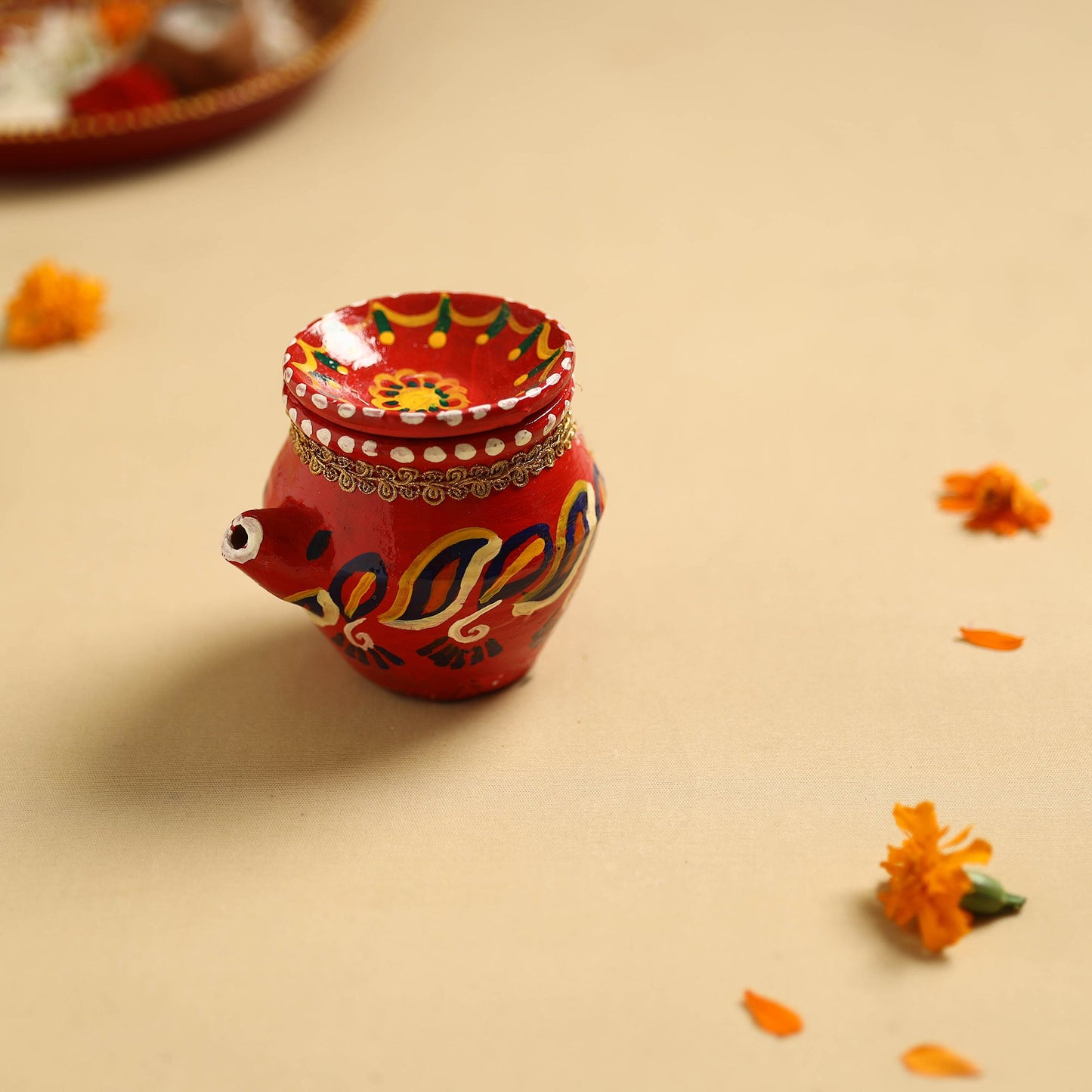 Traditional Handpainted Clay Karwa Chauth Pooja Kalash