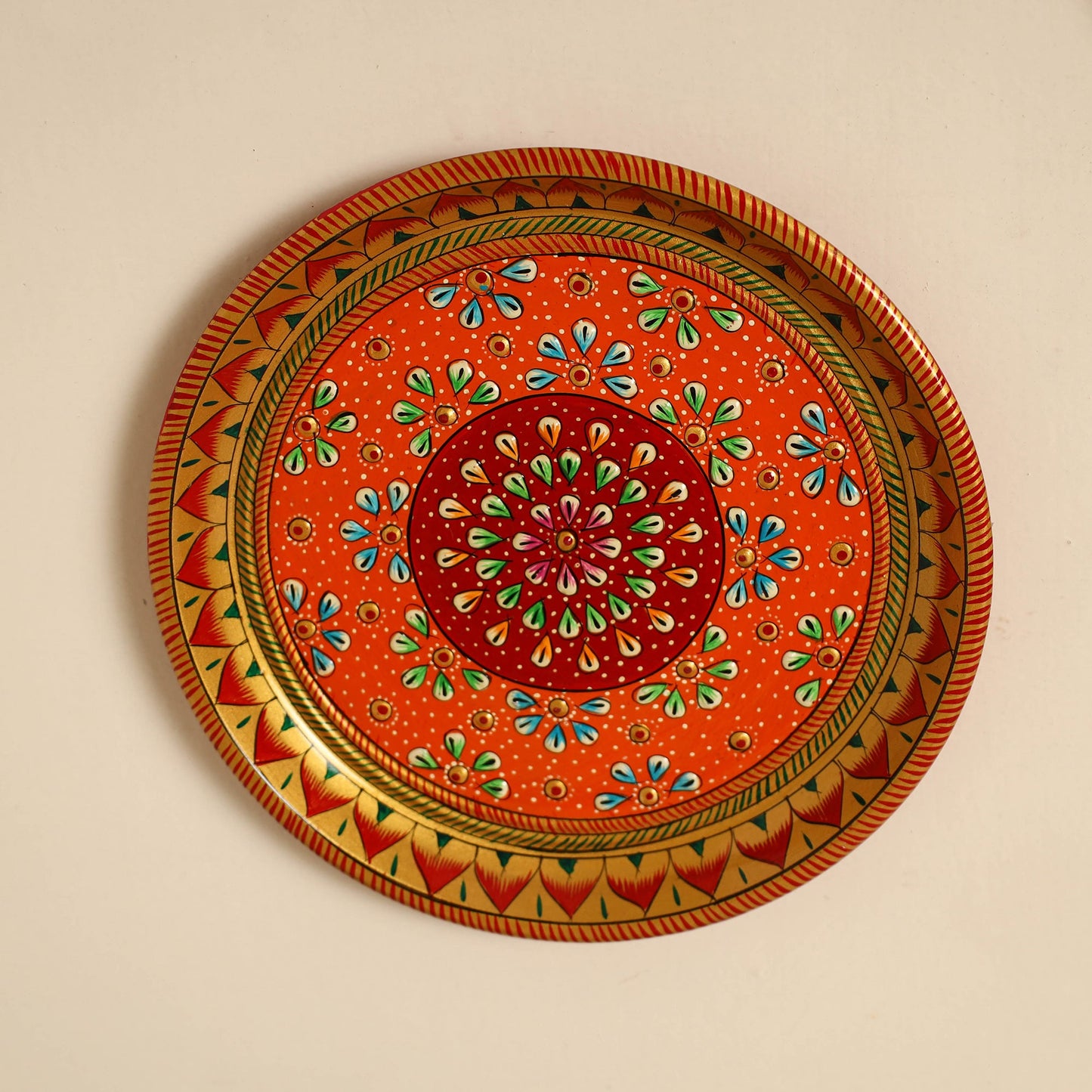 Traditional Handpainted Stainless Steel Plate (set of 3)