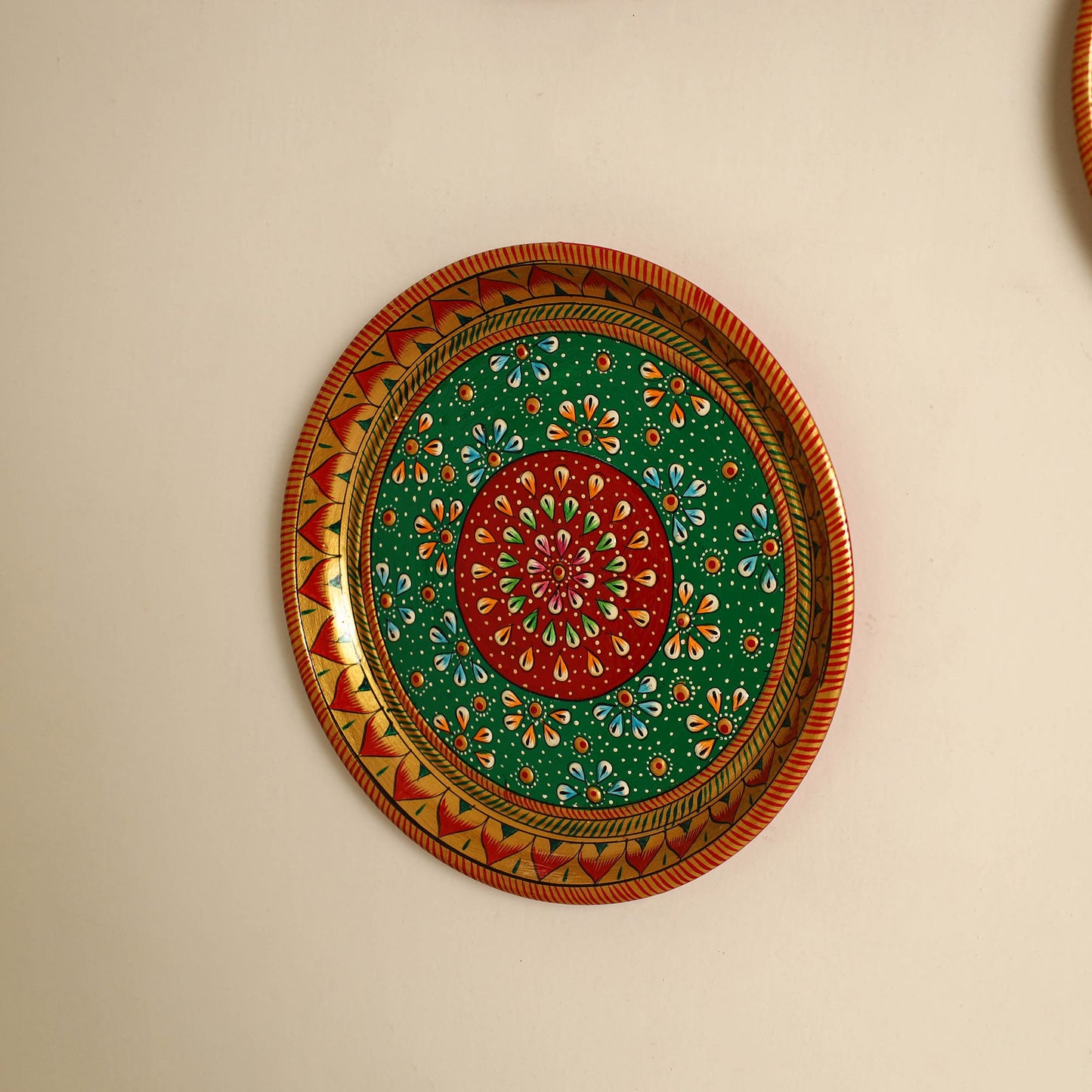 Traditional Handpainted Stainless Steel Plate (set of 3)