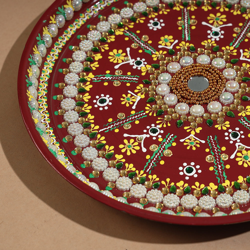 Traditional Handpainted Stainless Steel Pooja Thali