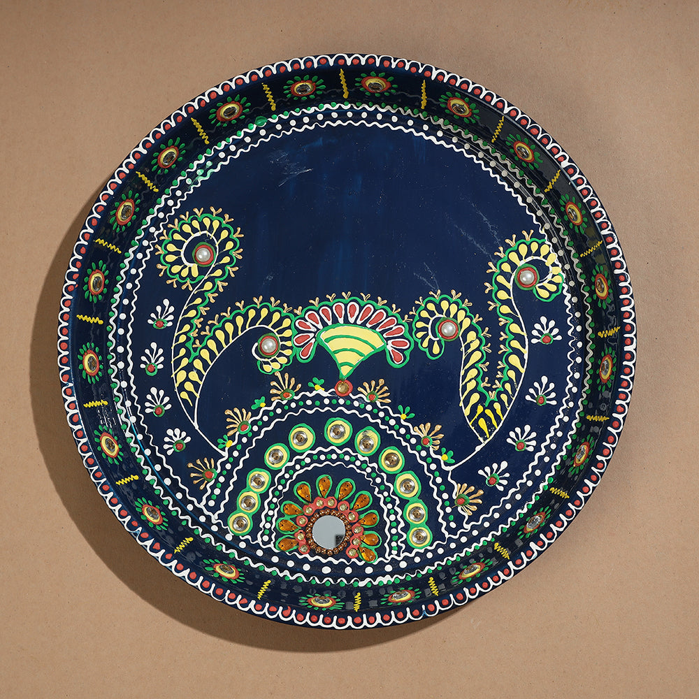 Traditional Handpainted Stainless Steel Pooja Thali