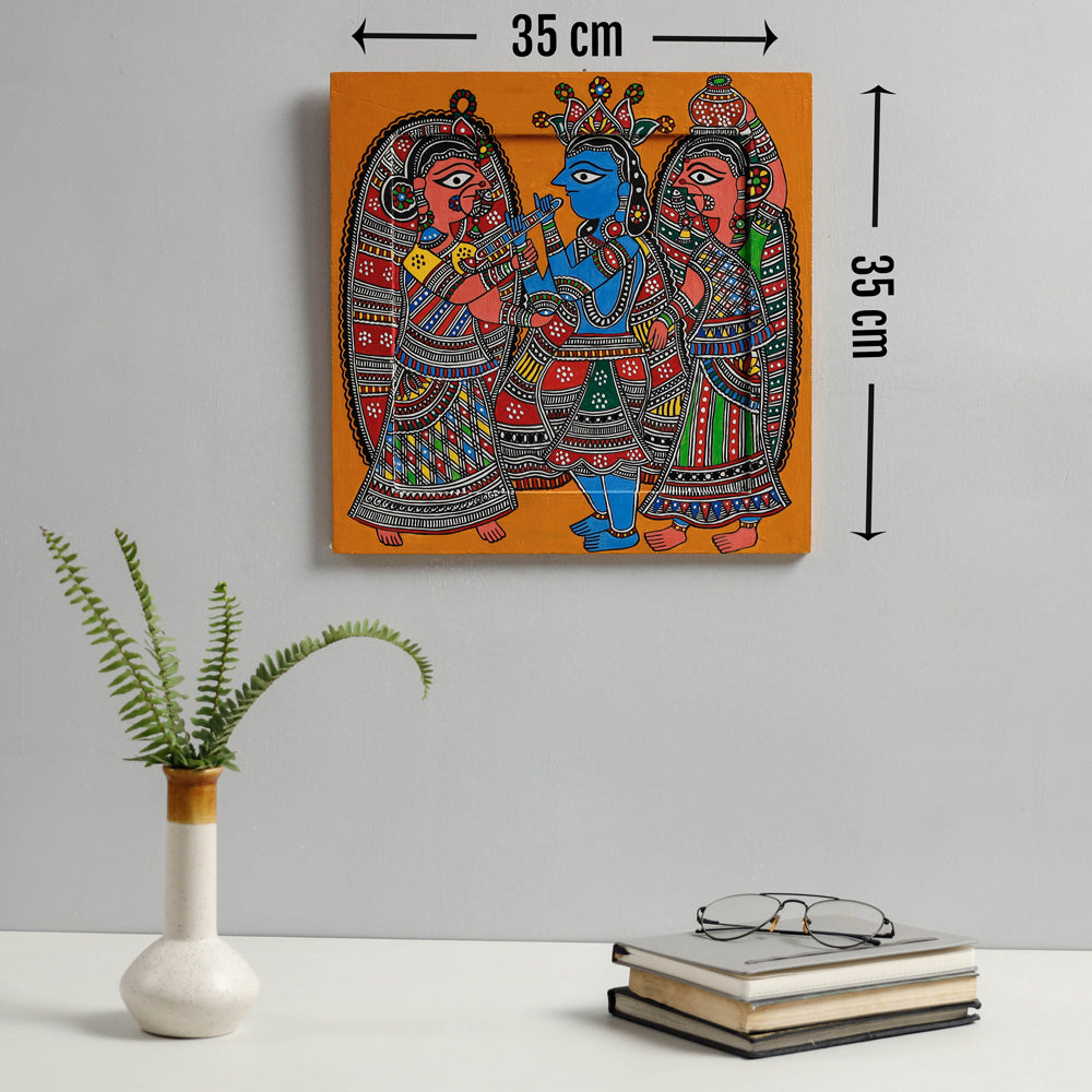 Traditional Madhubani Handpainted Wooden Wall Frame / Hanging