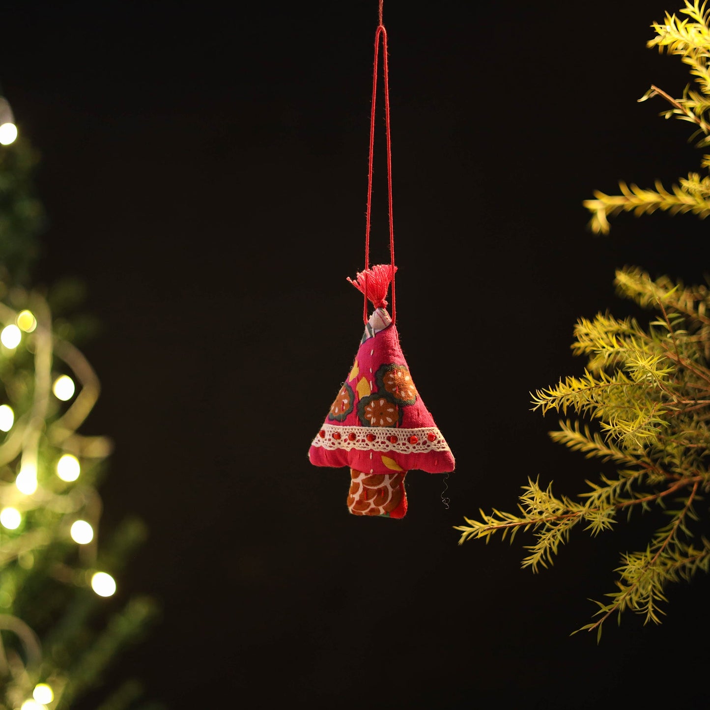 Tree - Handcrafted Kantha Stitch Stuffed Christmas Ornament