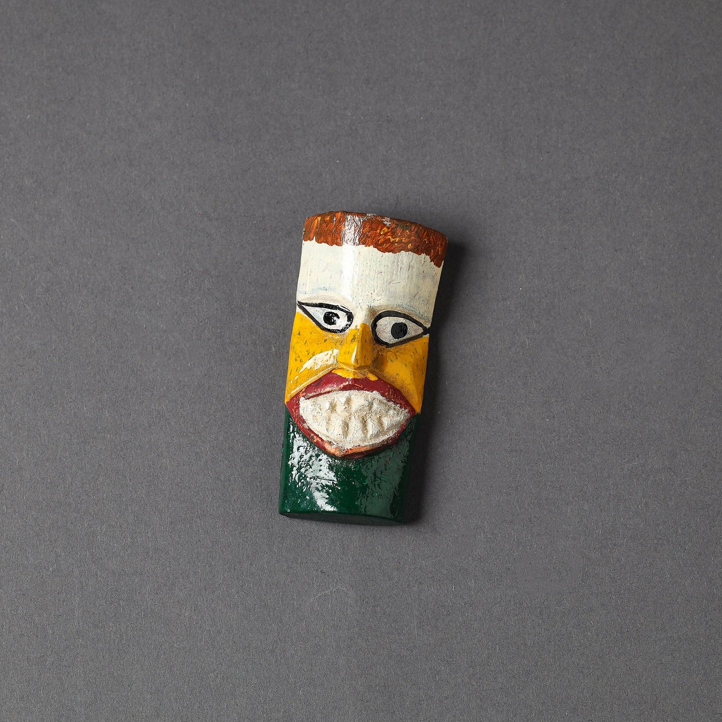 Tribal Mask - Rajasthani Handpainted Wooden Fridge Magnet Online in India