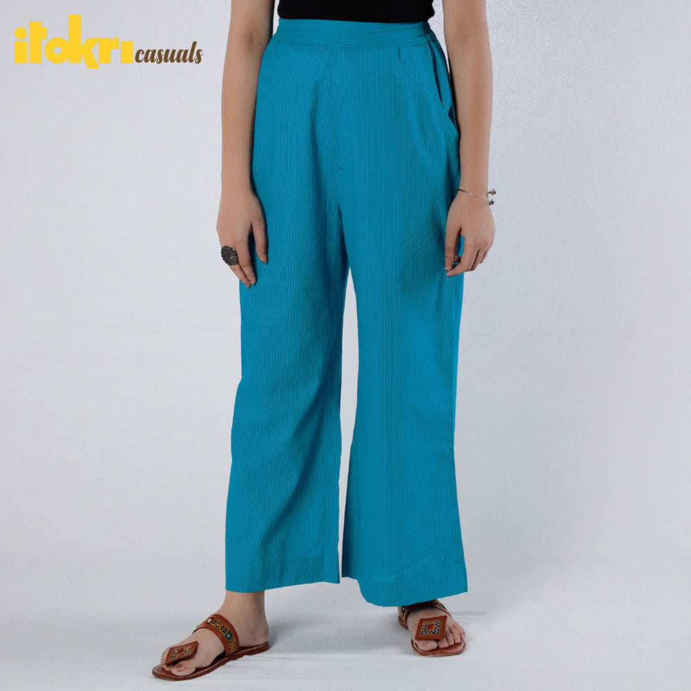 Running Stitch Cotton Palazzo by iTokri Casuals Online at iTokri.com