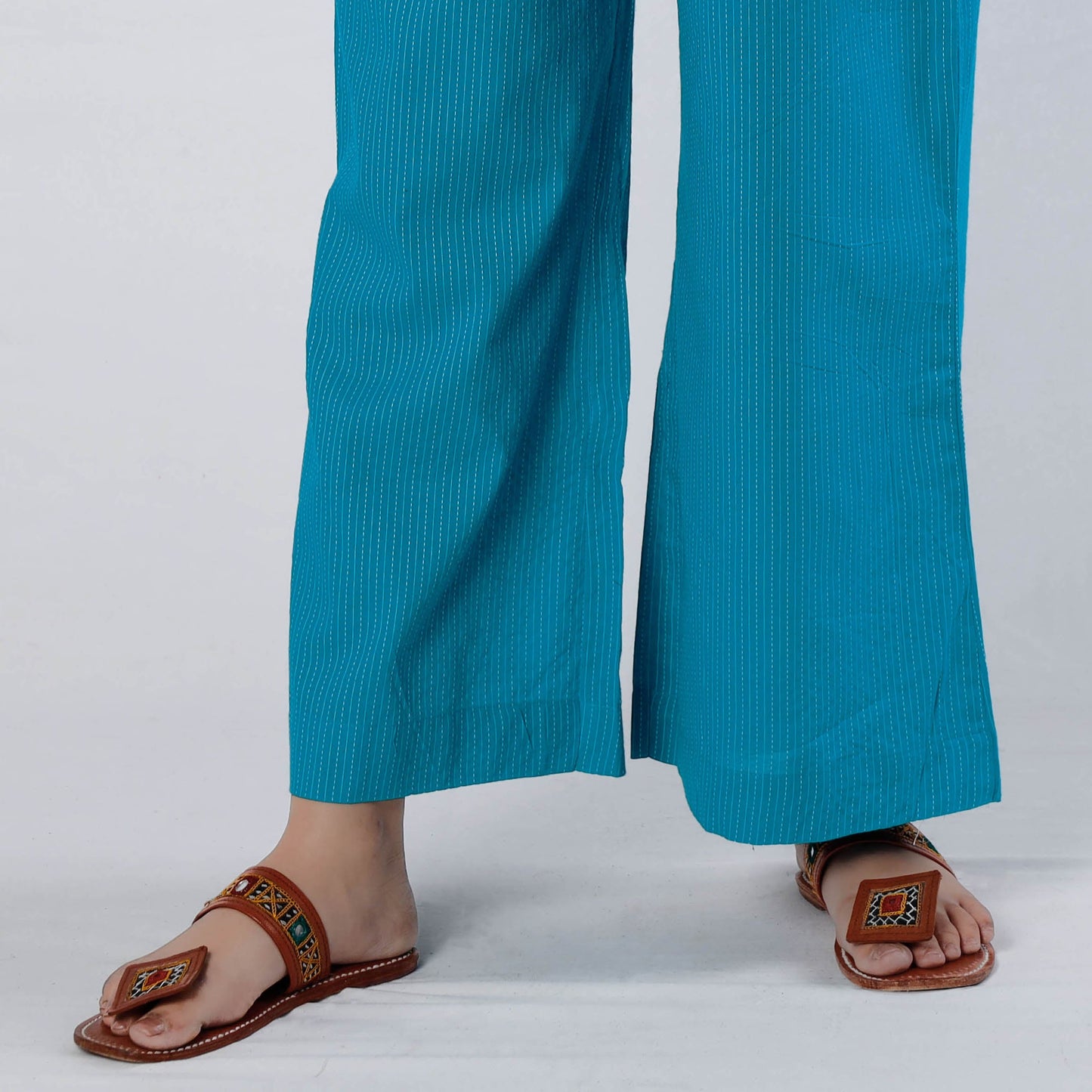 Running Stitch Cotton Palazzo by iTokri Casuals Online at iTokri.com