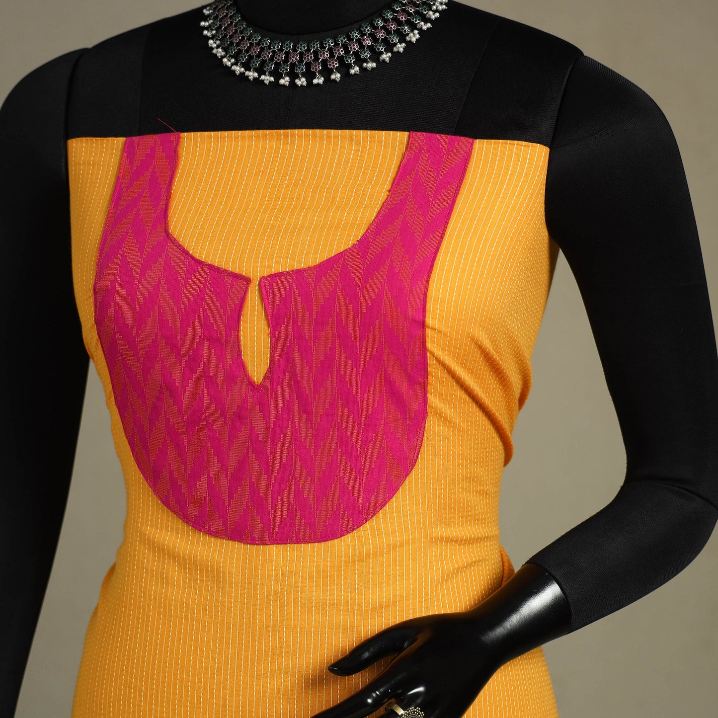 Yellow Unstitched Plain Cotton Kurta Material