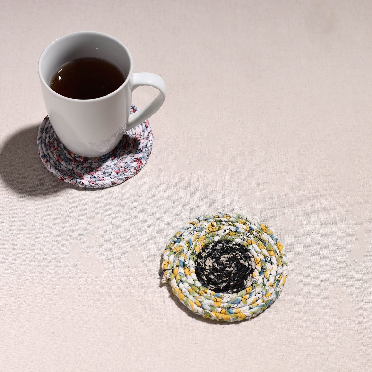 Upcycled Fabric Hand Braided Coaster