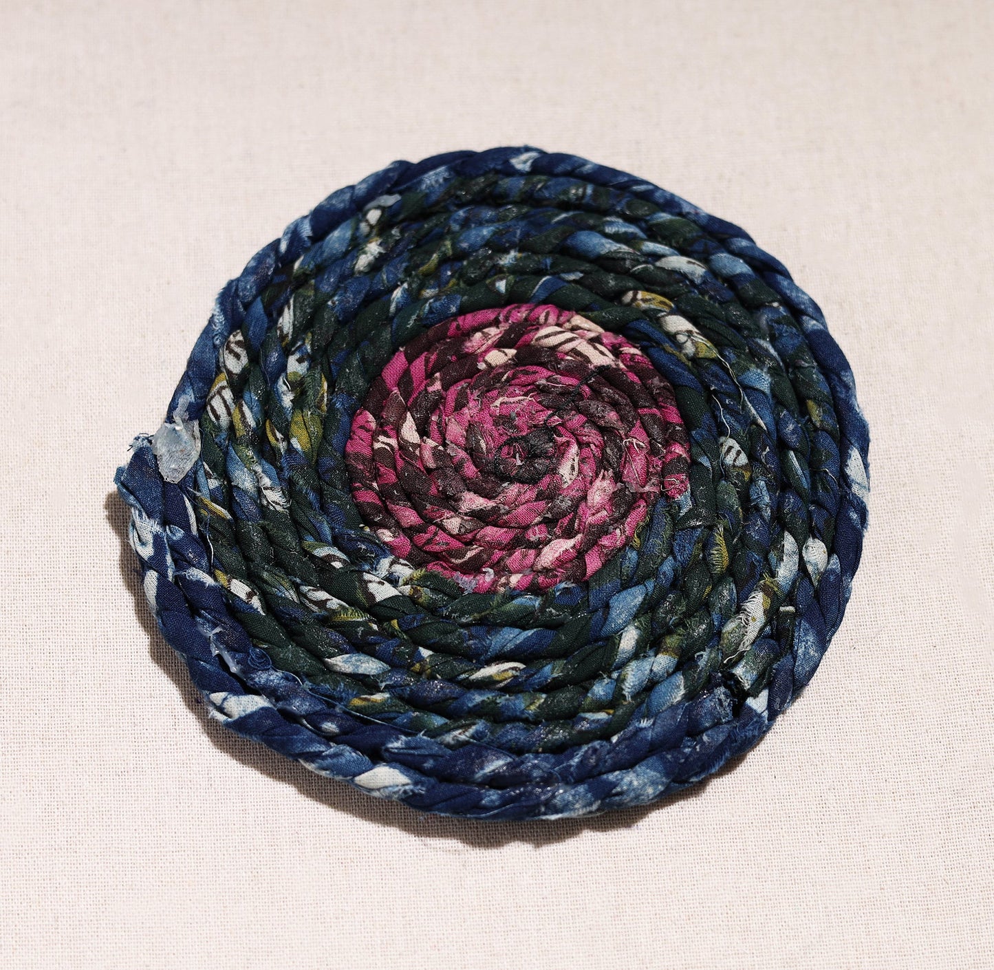 Upcycled Fabric Hand Braided Coaster