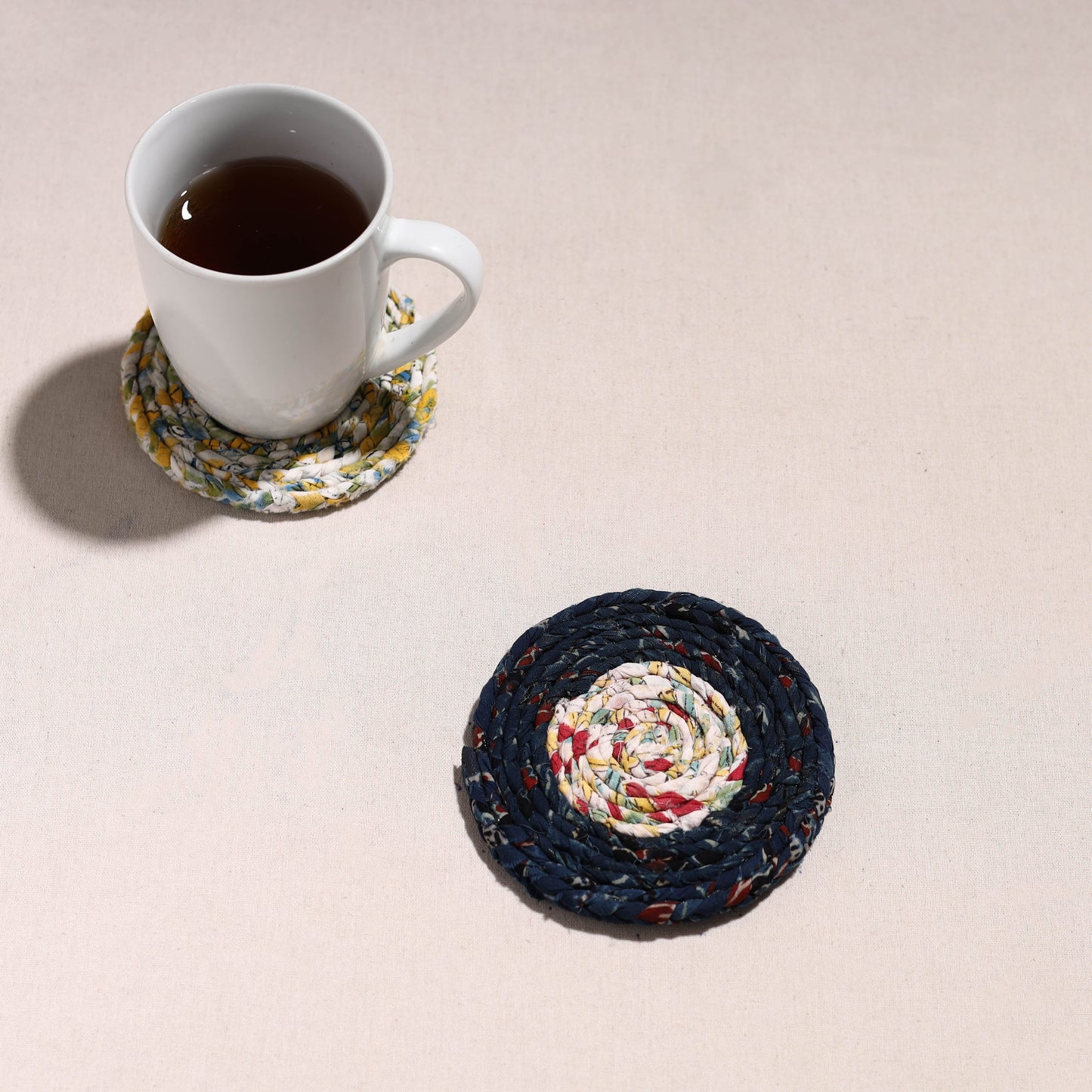 Upcycled Fabric Hand Braided Coaster