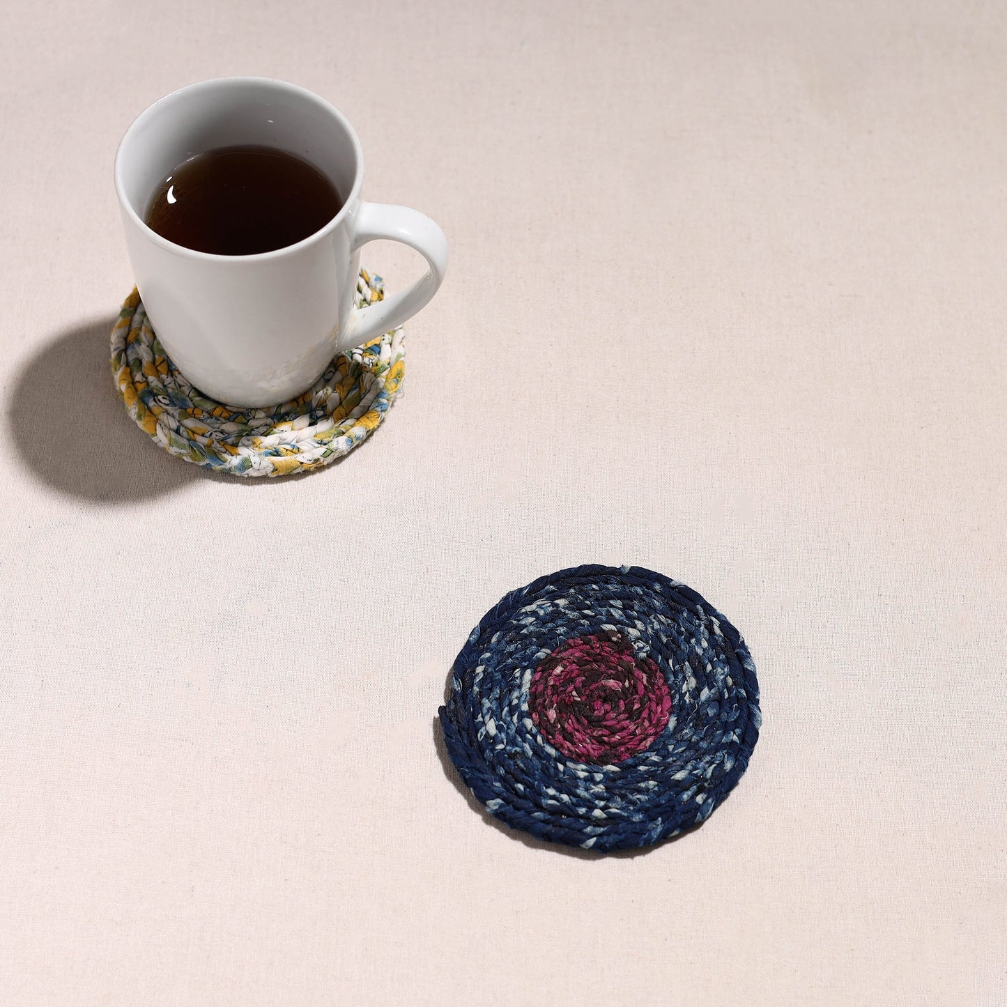 Upcycled Fabric Hand Braided Coaster