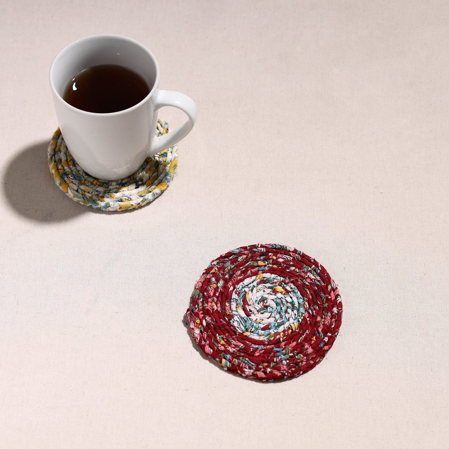 Upcycled Fabric Hand Braided Coaster