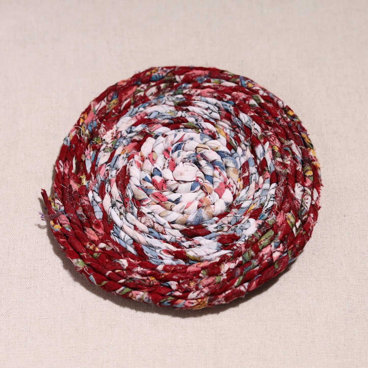 Upcycled Fabric Hand Braided Coaster