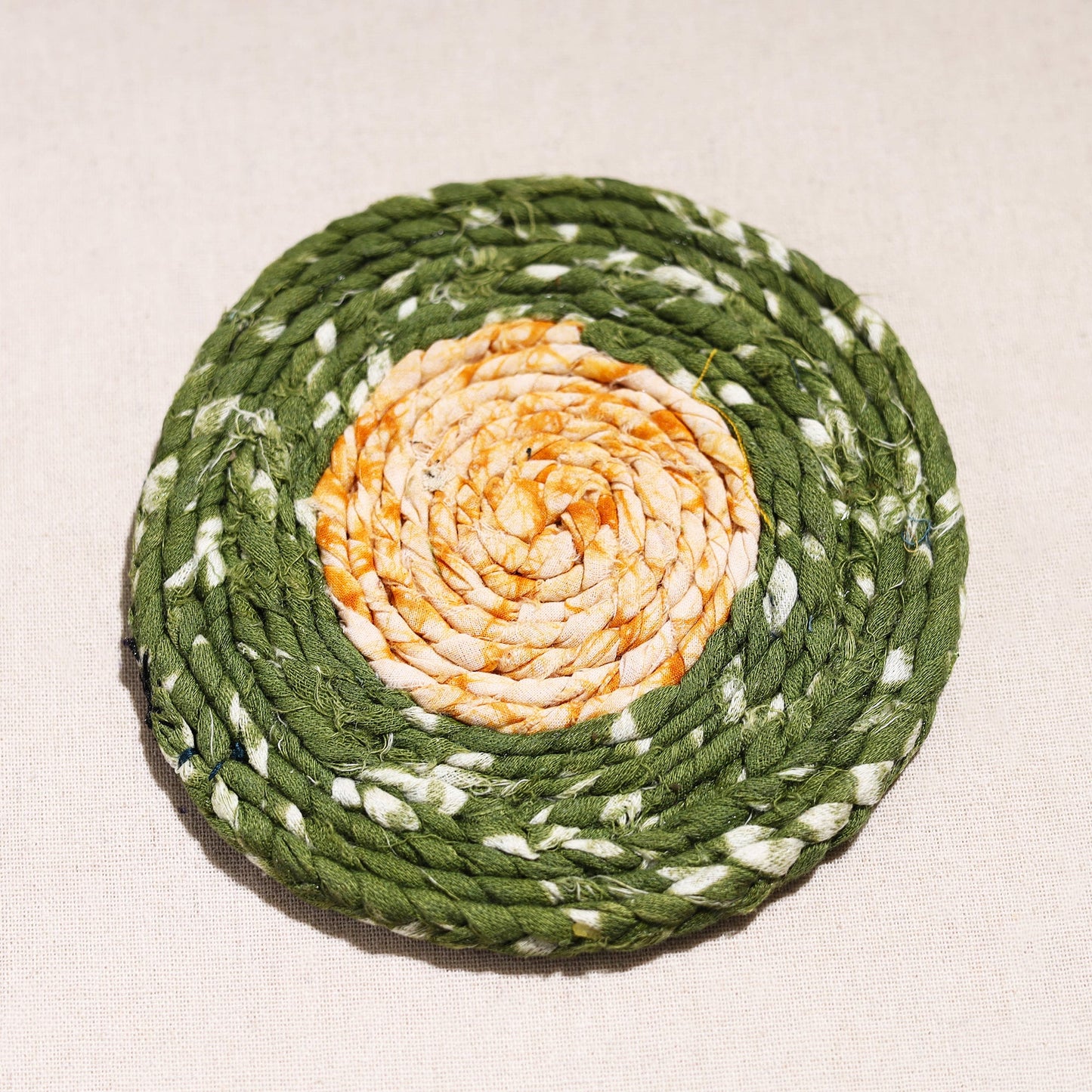 Upcycled Fabric Hand Braided Coaster