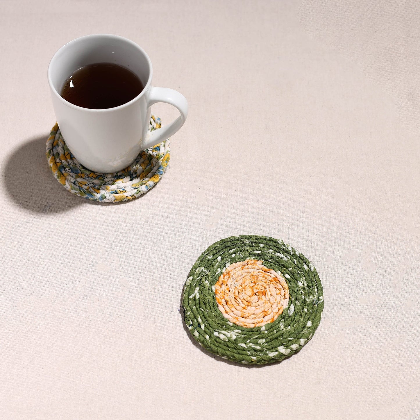 Upcycled Fabric Hand Braided Coaster
