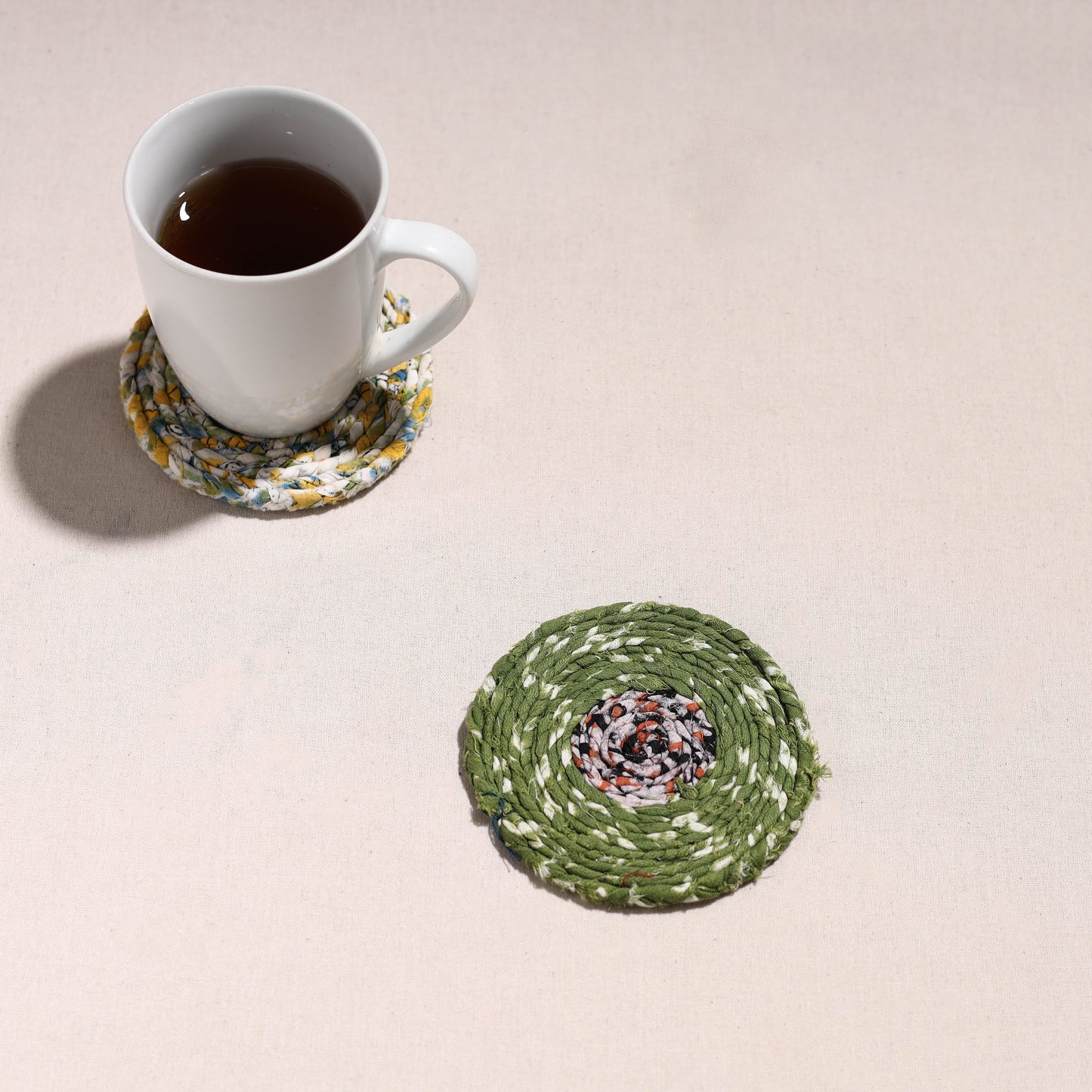 Upcycled Fabric Hand Braided Coaster