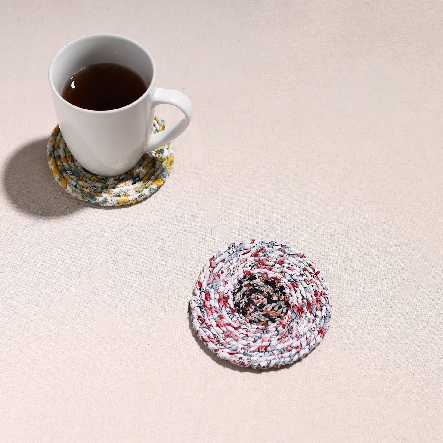 Upcycled Fabric Hand Braided Coaster