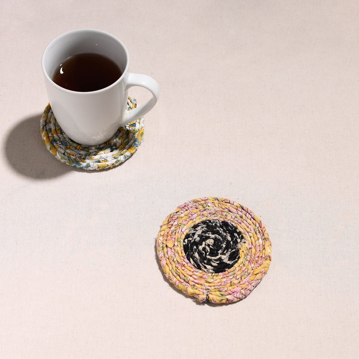 Upcycled Fabric Hand Braided Coaster