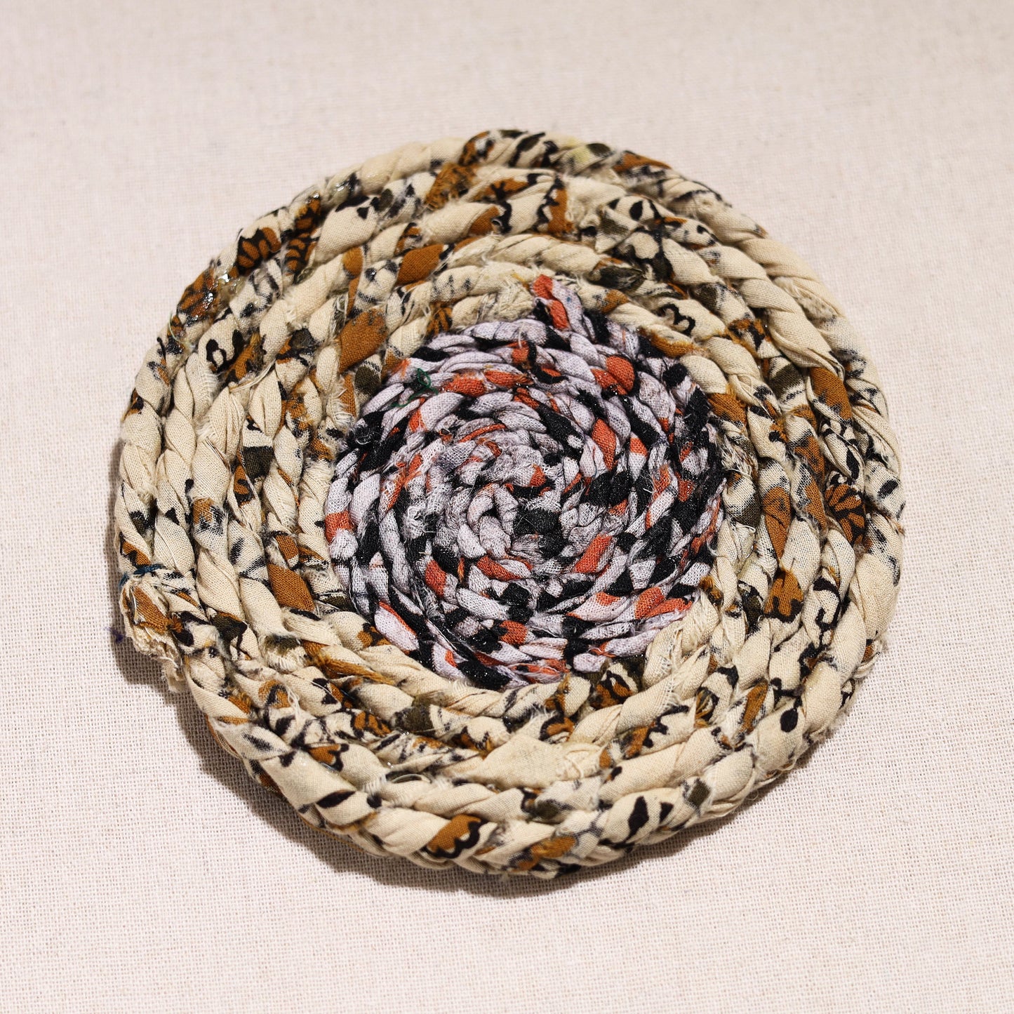 Upcycled Fabric Hand Braided Coaster