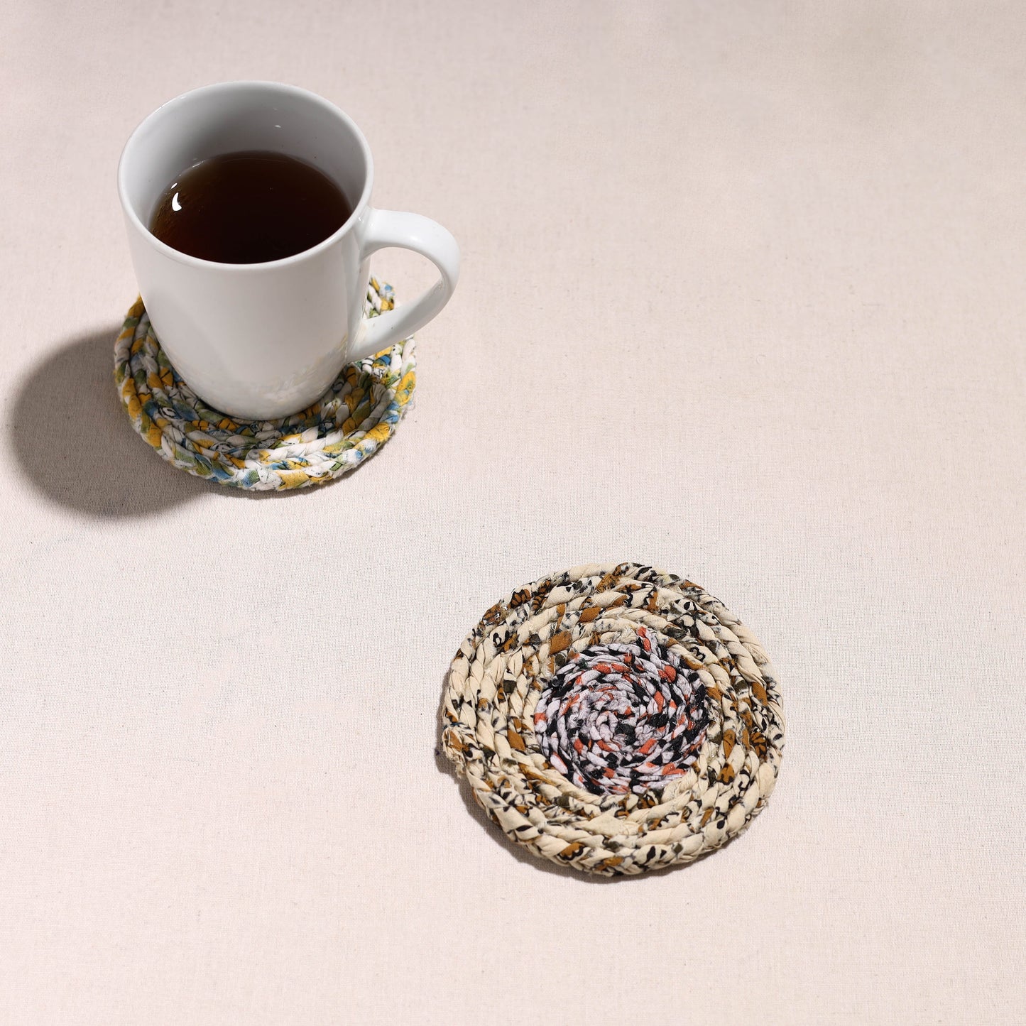 Upcycled Fabric Hand Braided Coaster