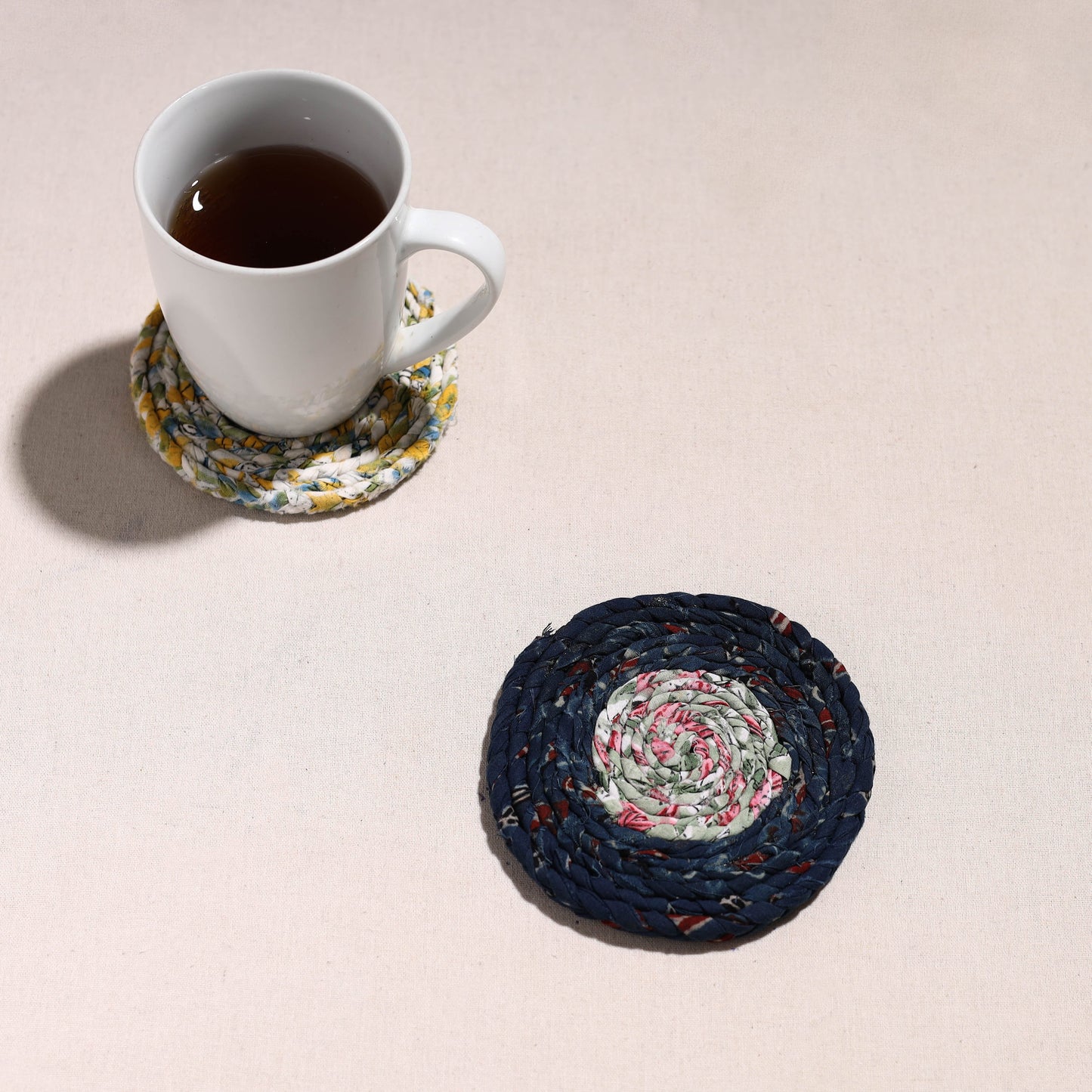 Upcycled Fabric Hand Braided Coaster