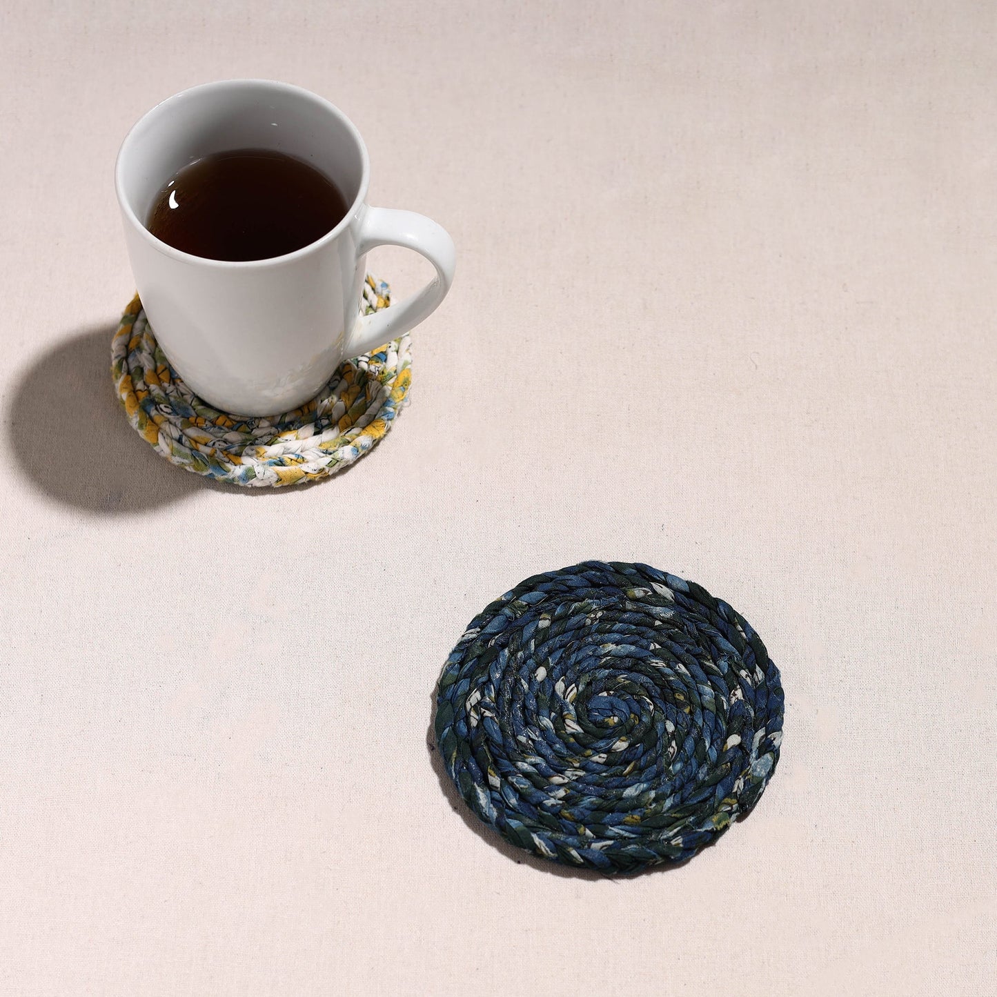 Upcycled Fabric Hand Braided Coaster