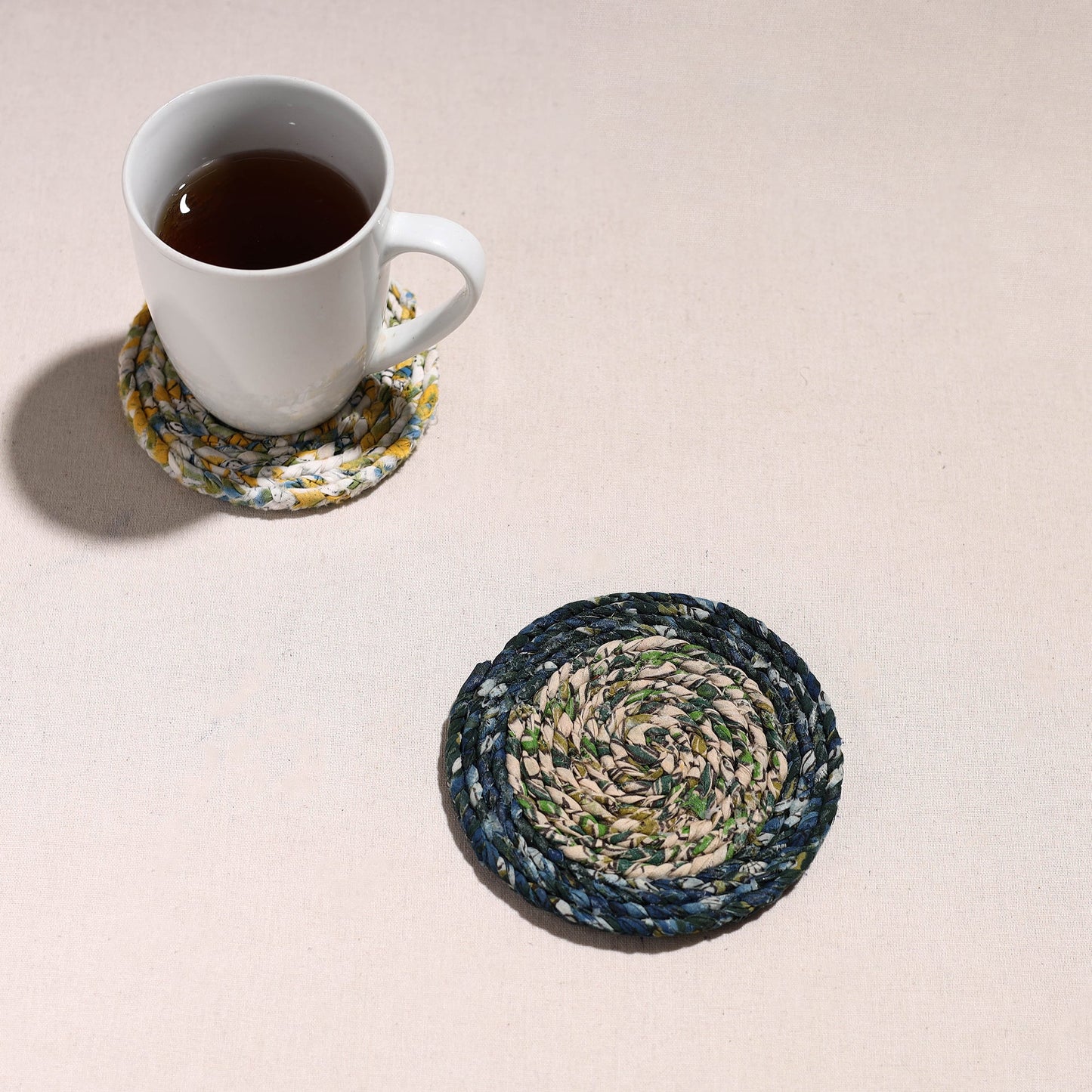 Upcycled Fabric Hand Braided Coaster