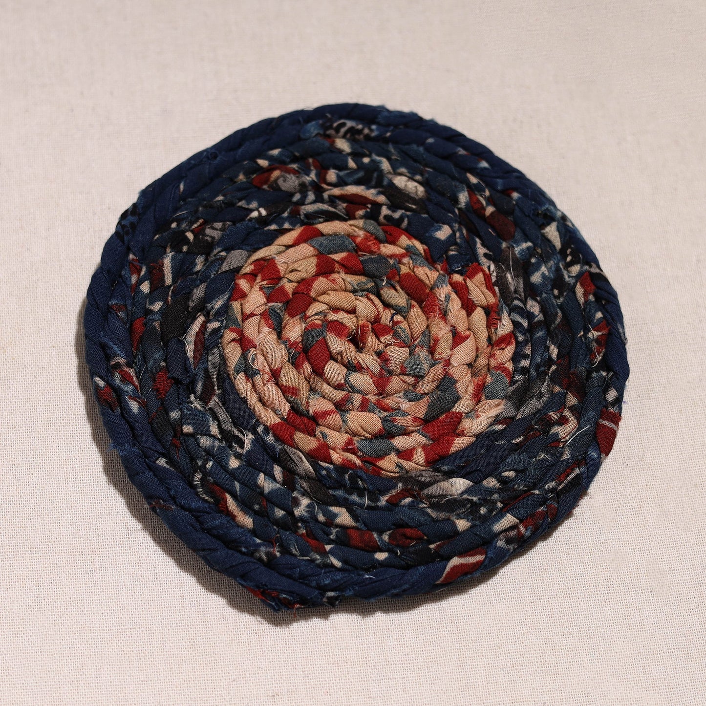 Upcycled Fabric Hand Braided Coaster
