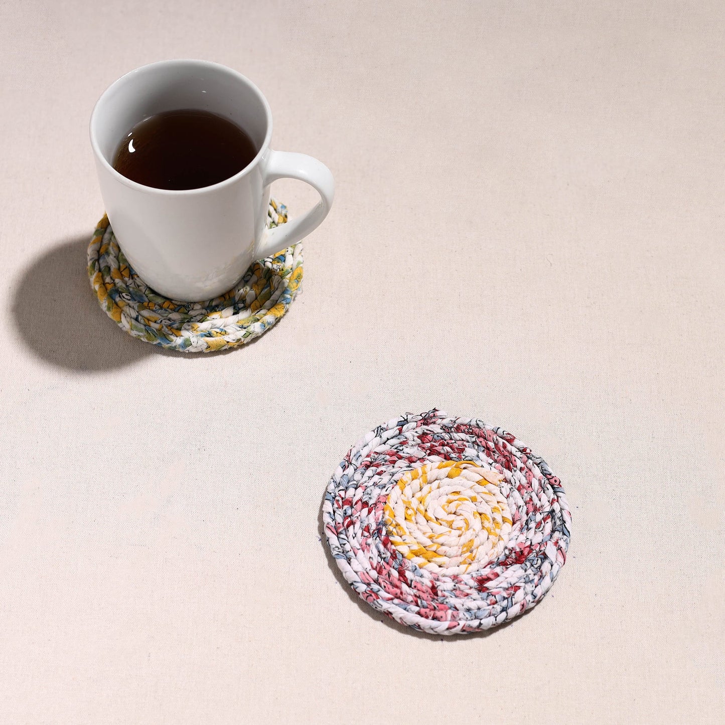 Upcycled Fabric Hand Braided Coaster