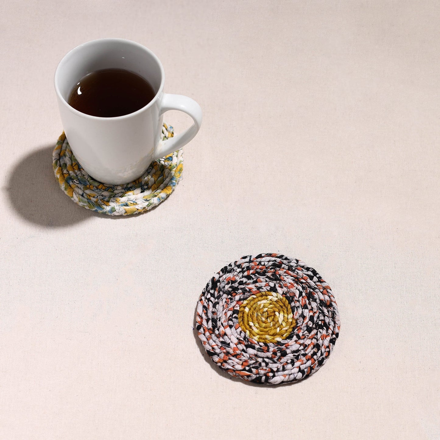 Upcycled Fabric Hand Braided Coaster