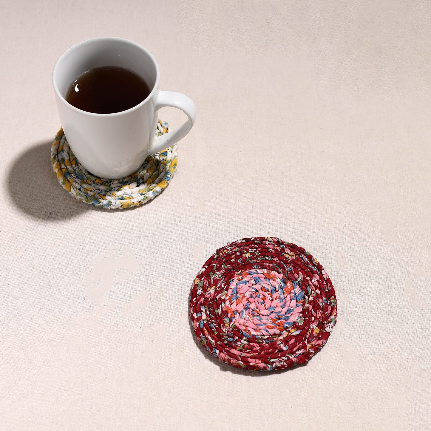 Upcycled Fabric Hand Braided Coaster