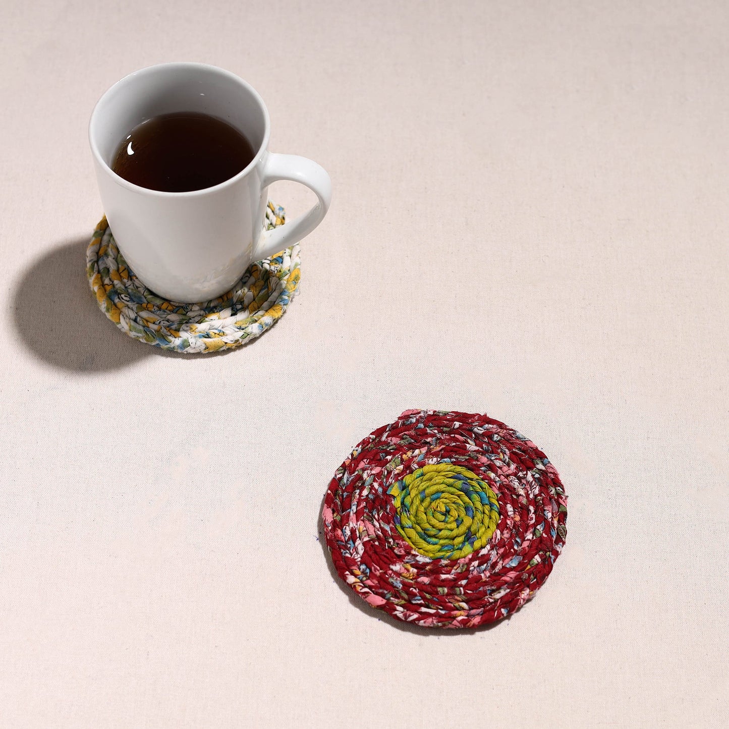 Upcycled Fabric Hand Braided Coaster