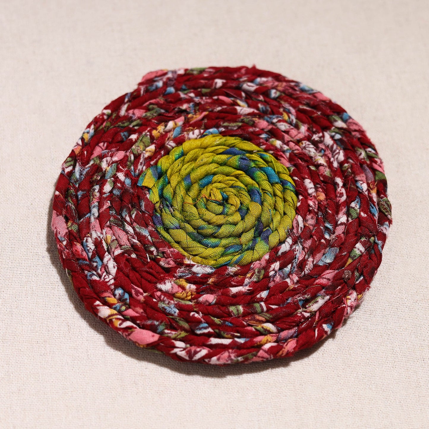Upcycled Fabric Hand Braided Coaster