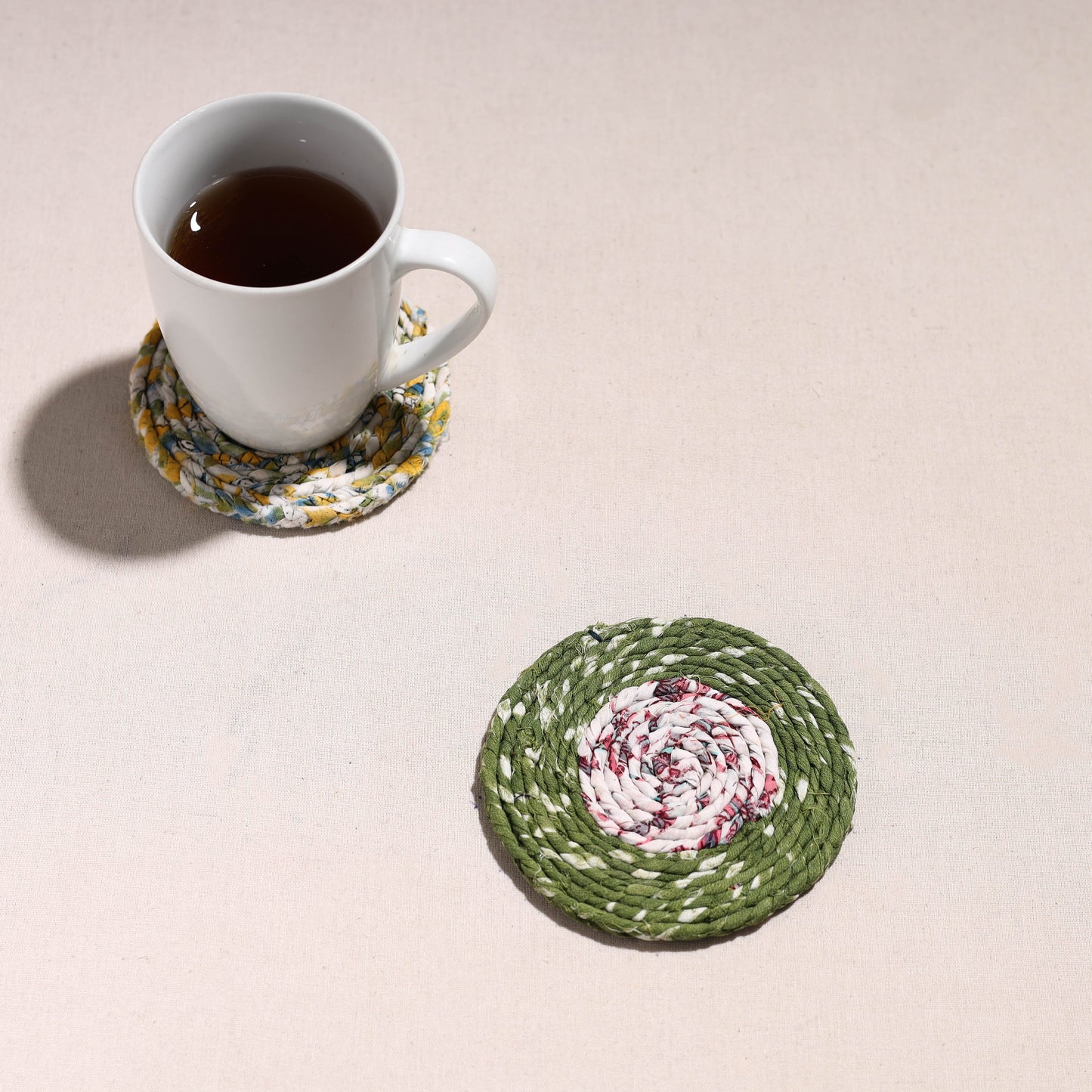 Upcycled Fabric Hand Braided Coaster