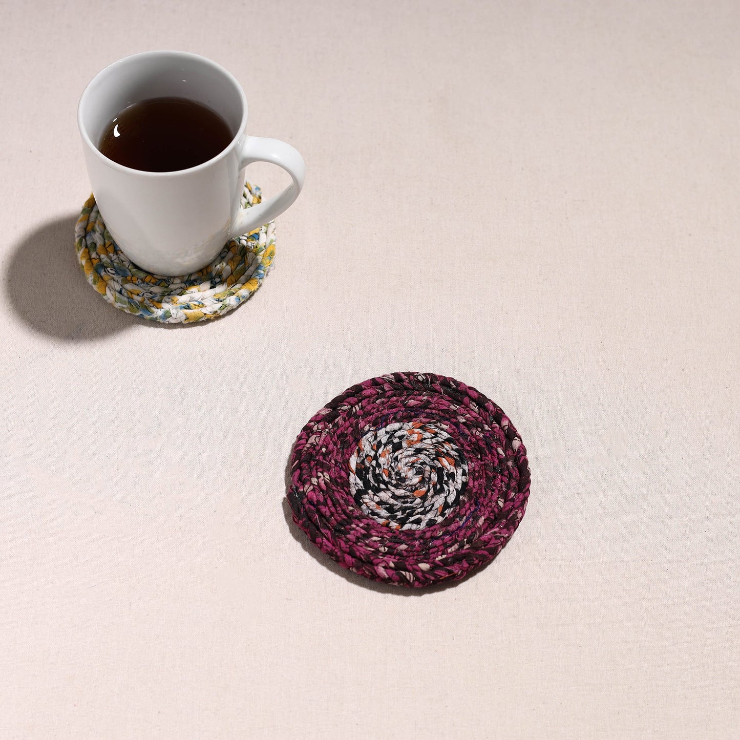 Upcycled Fabric Hand Braided Coaster
