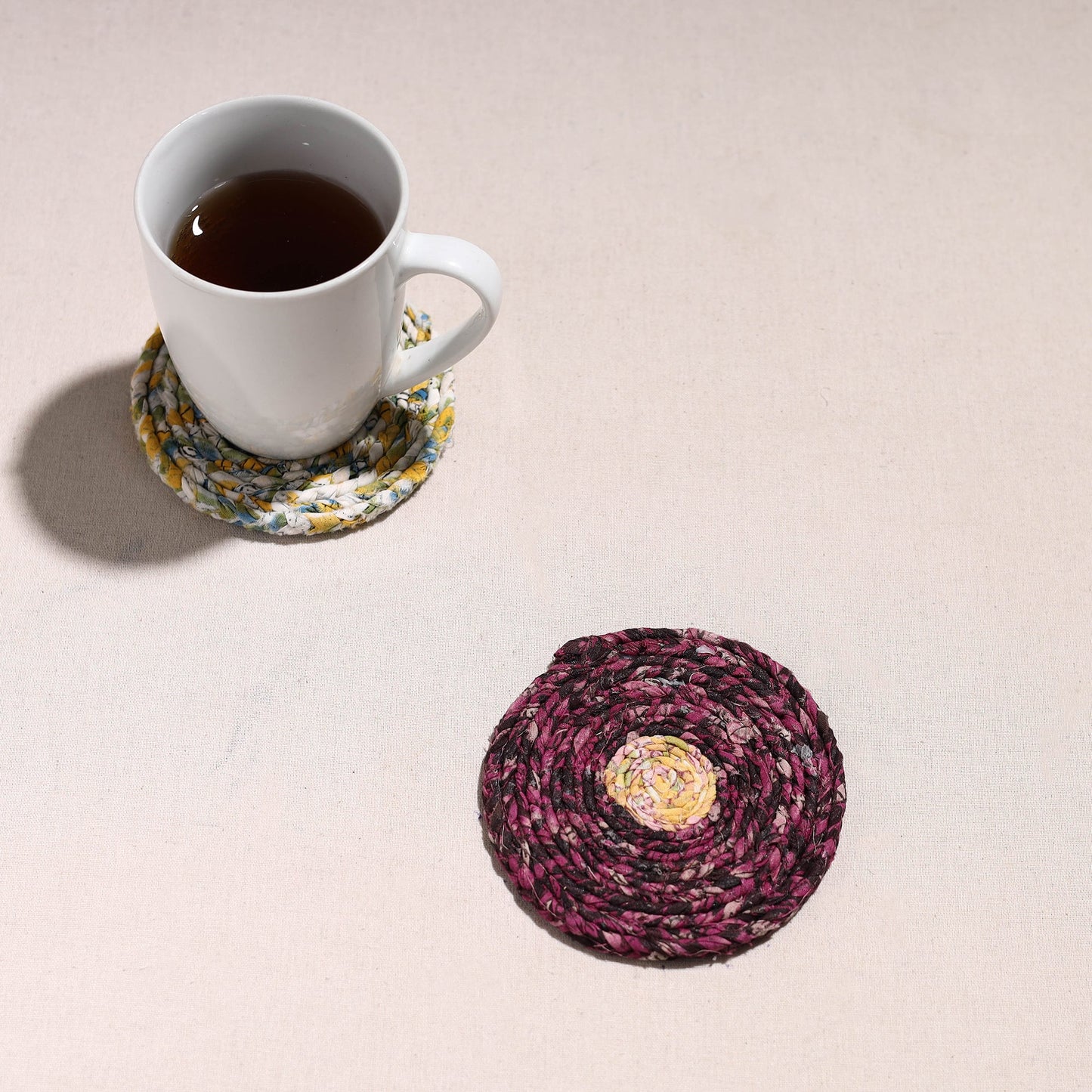 Upcycled Fabric Hand Braided Coaster