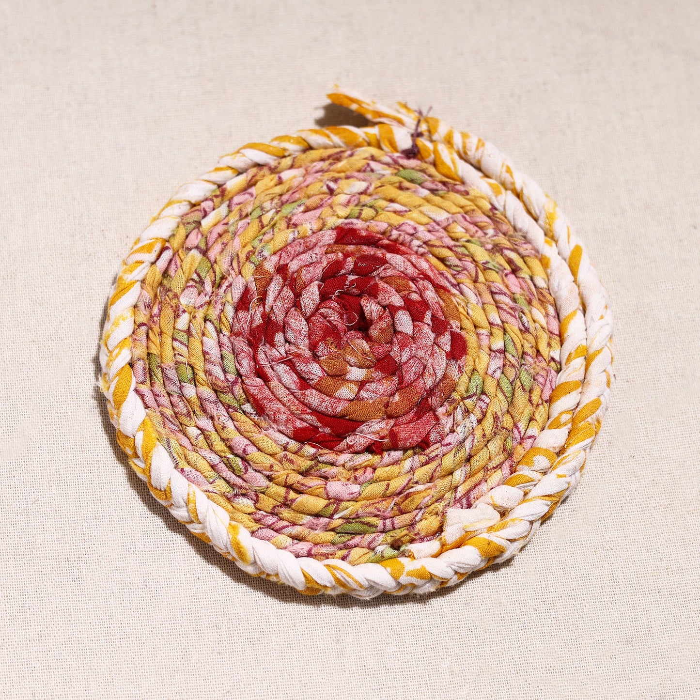 Upcycled Fabric Hand Braided Coaster