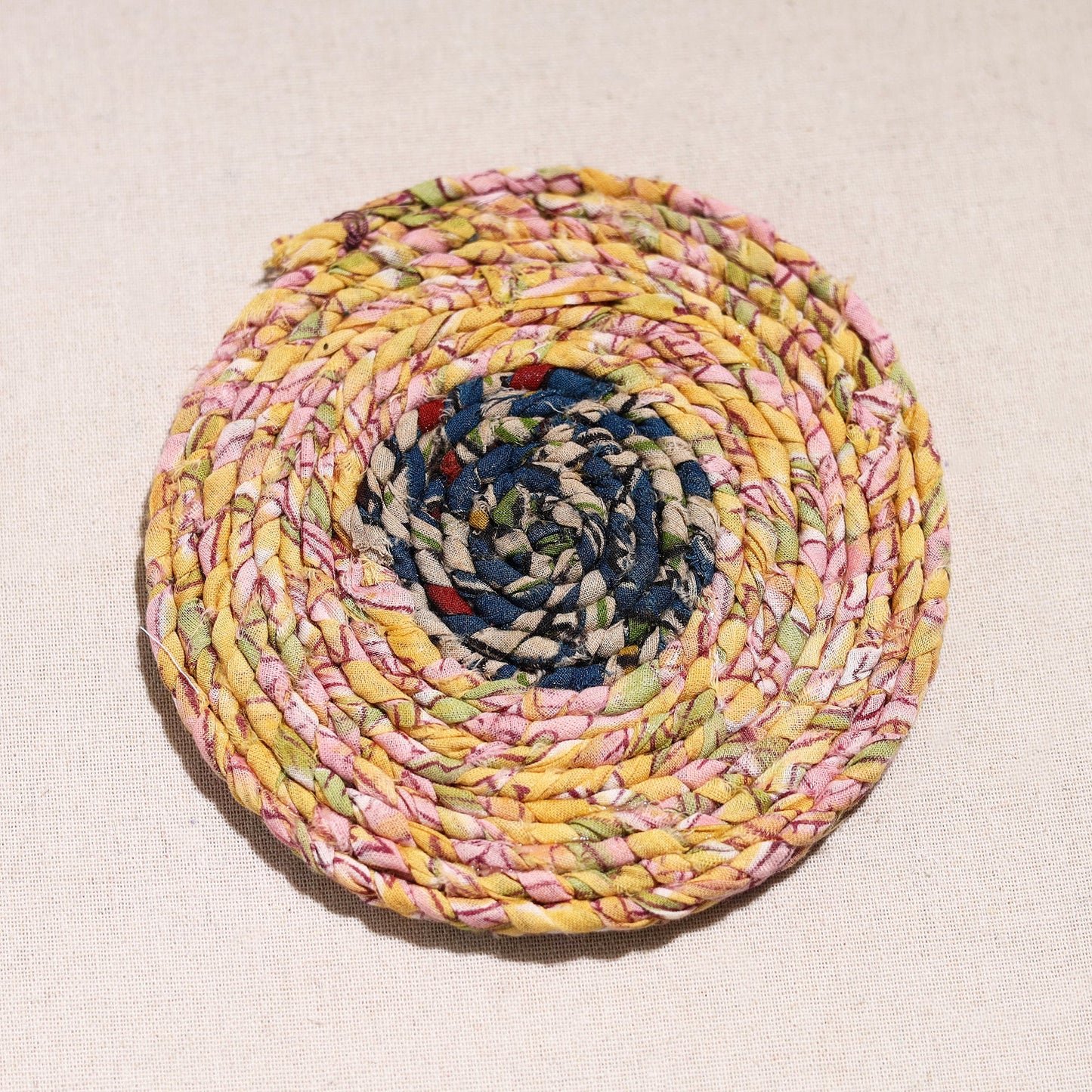 Upcycled Fabric Hand Braided Coaster