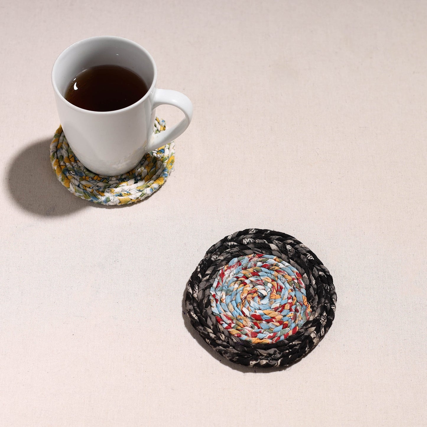 Upcycled Fabric Hand Braided Coaster