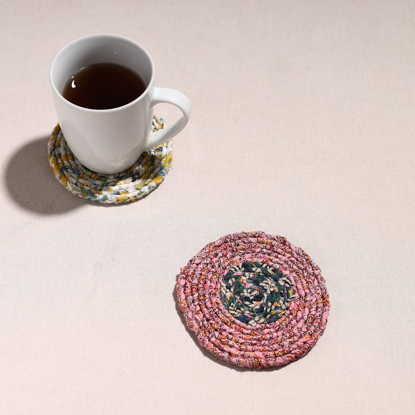 Upcycled Fabric Hand Braided Coaster