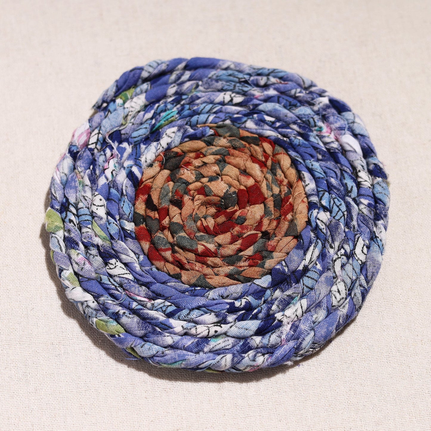 Upcycled Fabric Hand Braided Coaster