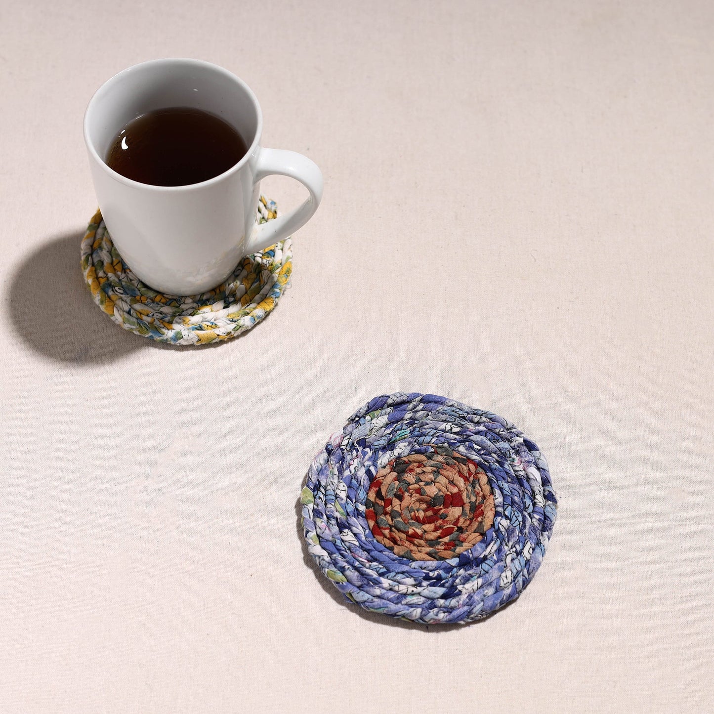 Upcycled Fabric Hand Braided Coaster