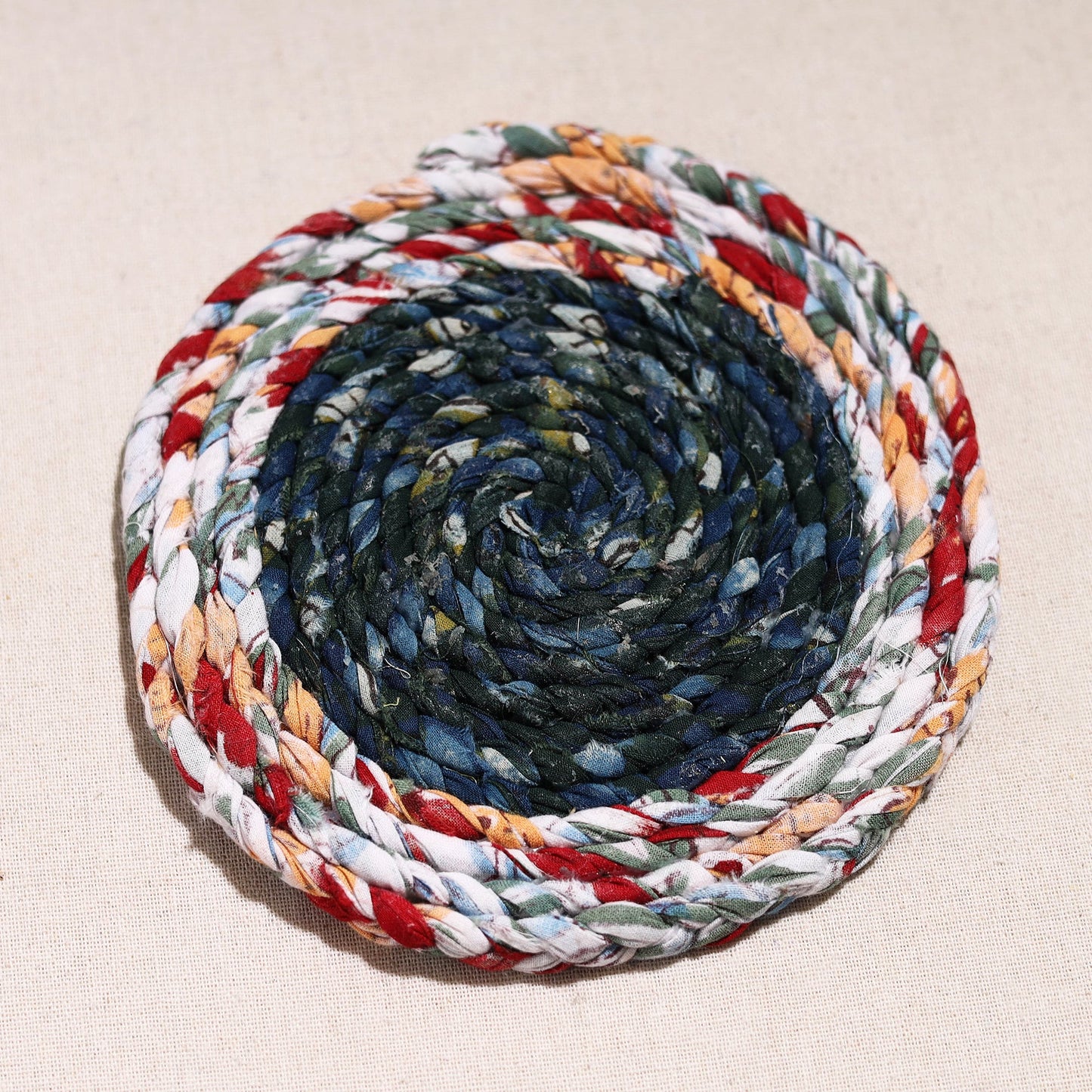 Upcycled Fabric Hand Braided Coaster